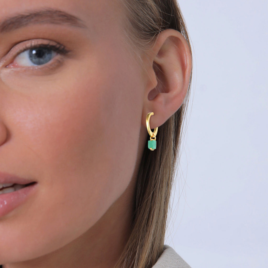 Gold - Elli PREMIUM | Creolen | Jade (grün) | 925er Sterling Silber