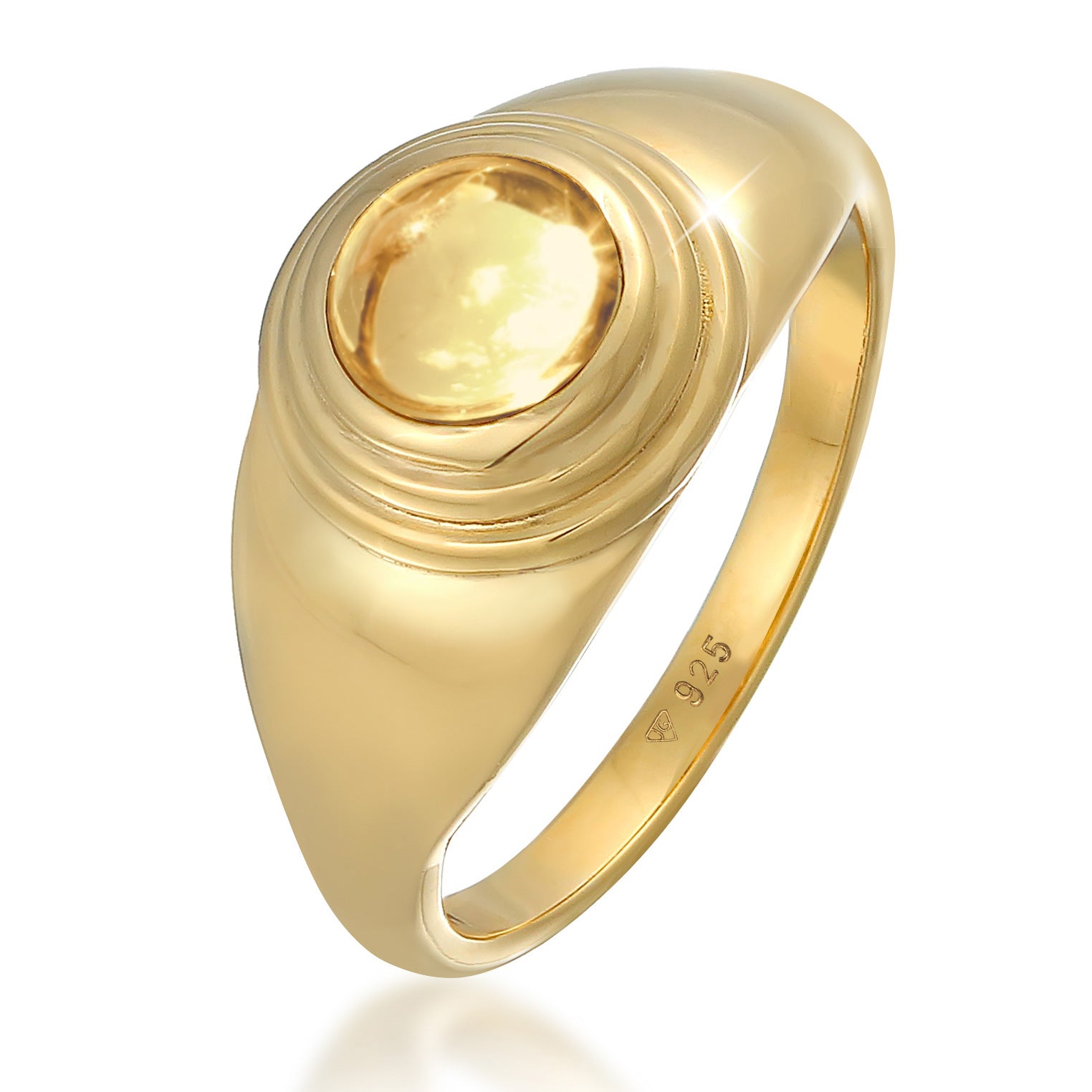 Gold - Elli PREMIUM | Siegelring | Citrin (gelb) | 925er Sterling Silber