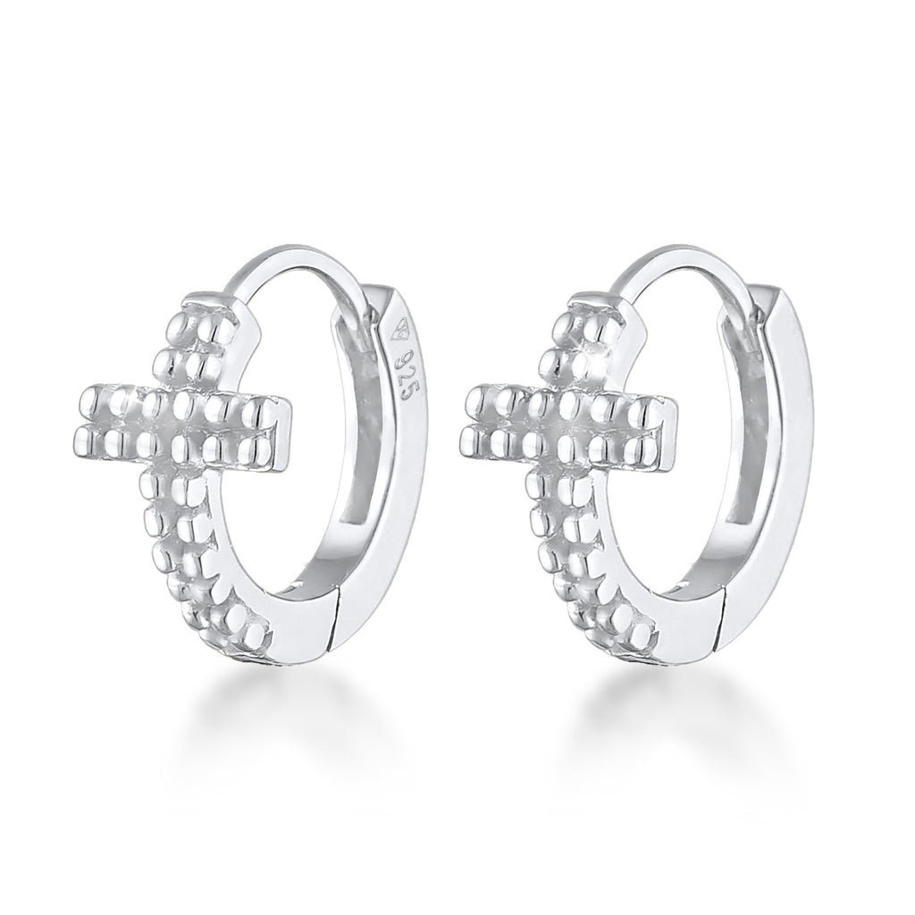 Silber - Elli | Creole Kreuz | 925er Sterling Silber
