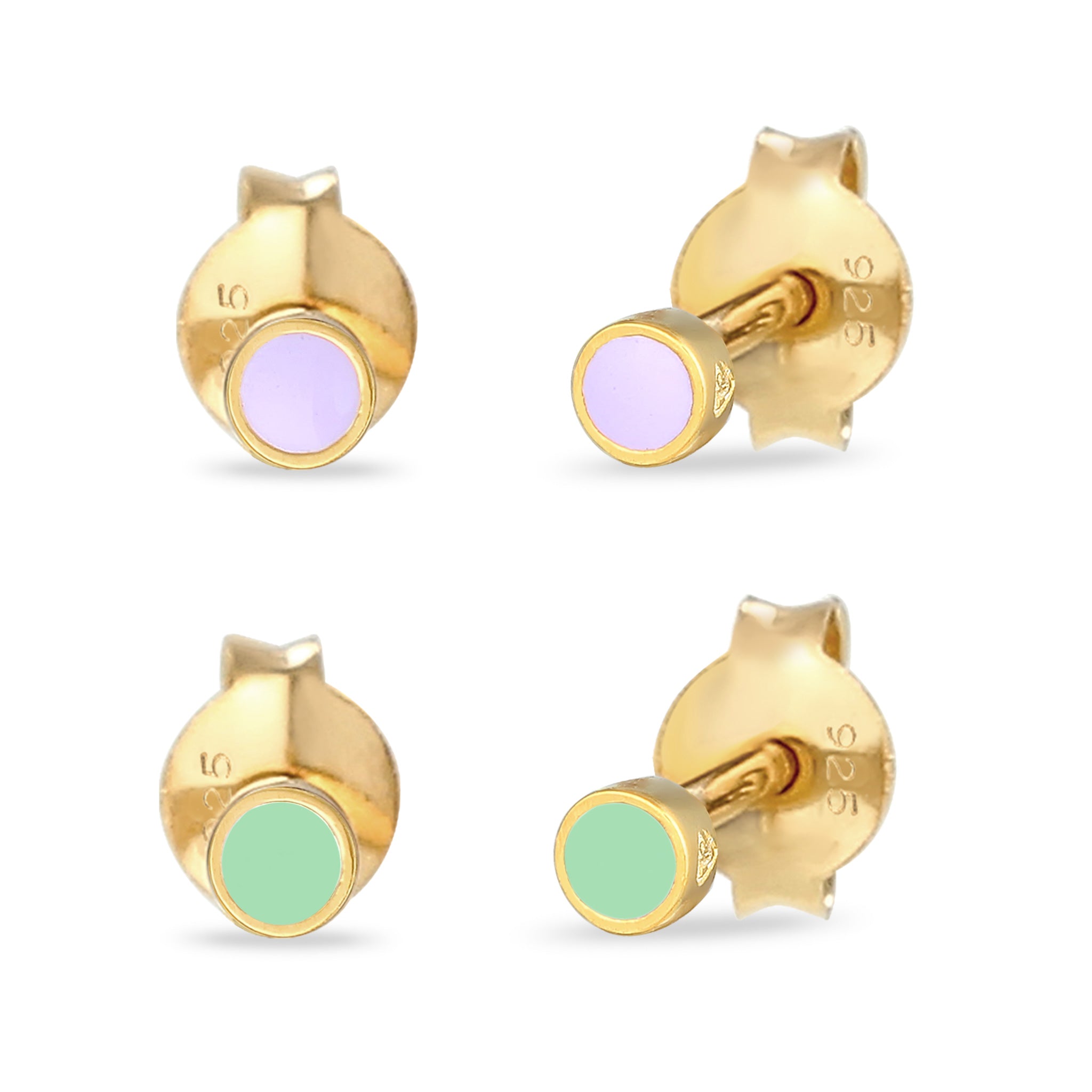 Gold - Elli | Ohrstecker Set | Emaille | 925er Sterling Silber Vergoldet