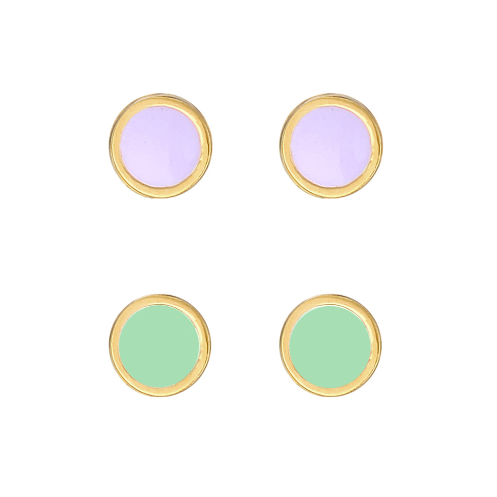 Gold - Elli | Ohrstecker Set | Emaille | 925er Sterling Silber Vergoldet