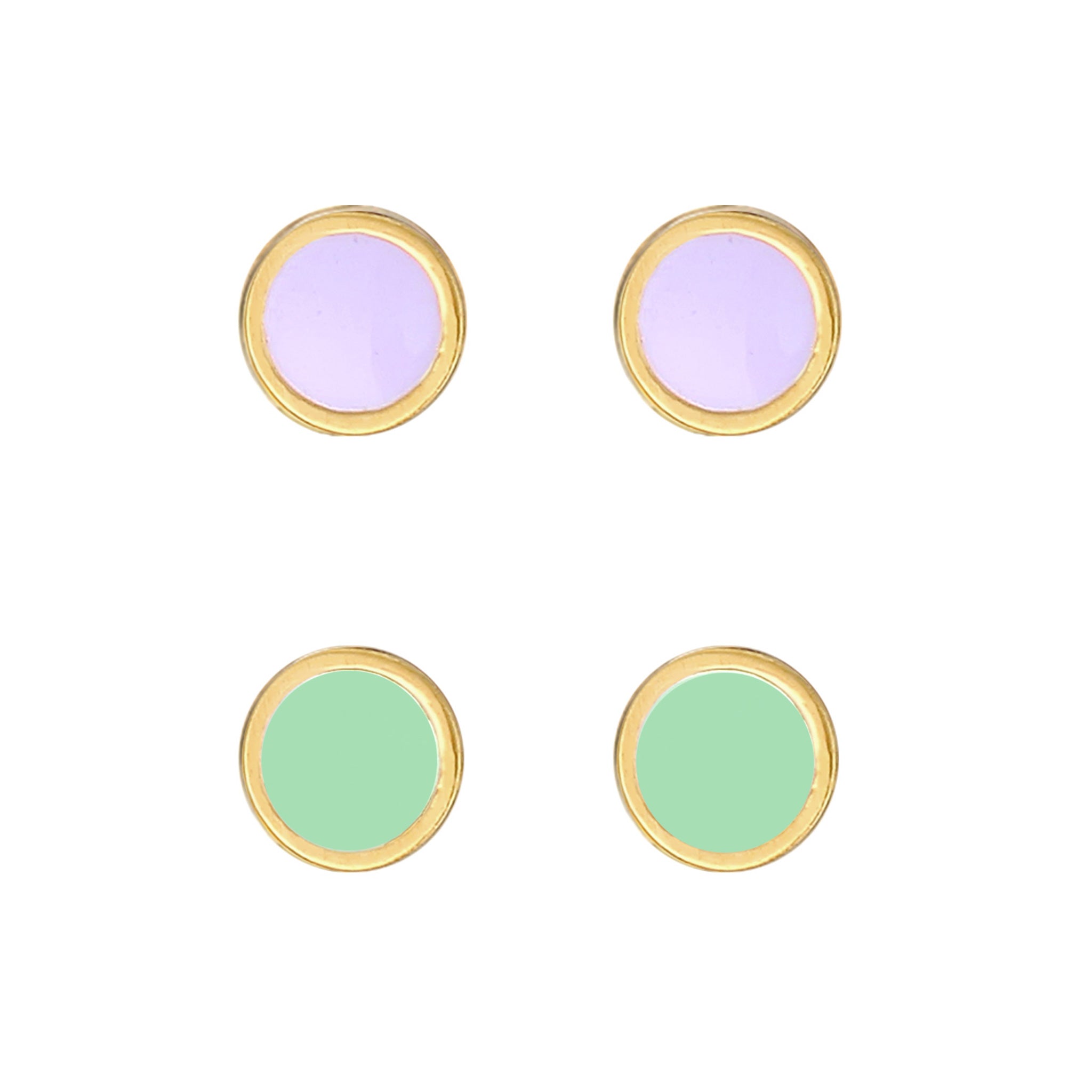 Gold - Elli | Ohrstecker Set | Emaille | 925er Sterling Silber Vergoldet