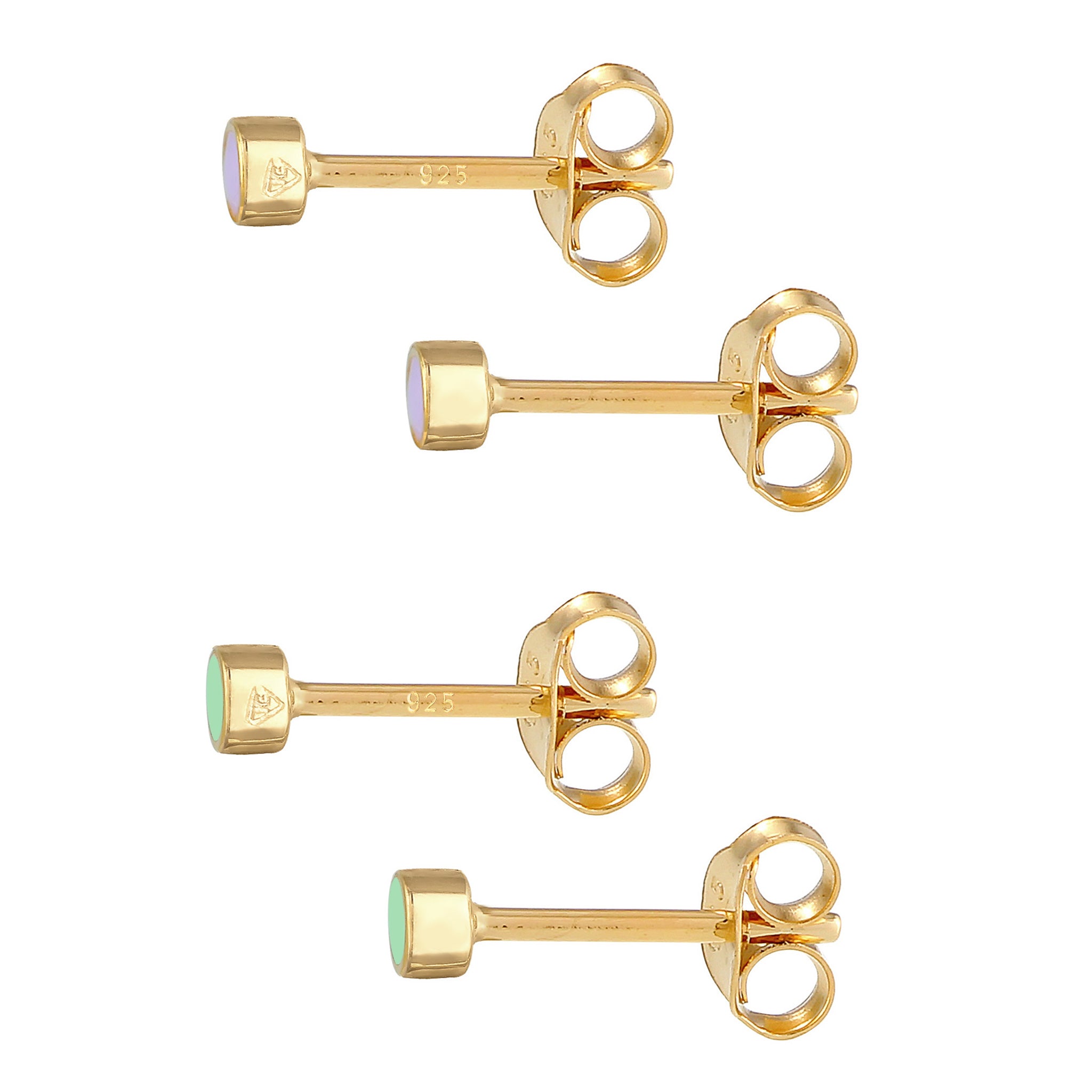 Gold - Elli | Ohrstecker Set | Emaille | 925er Sterling Silber Vergoldet