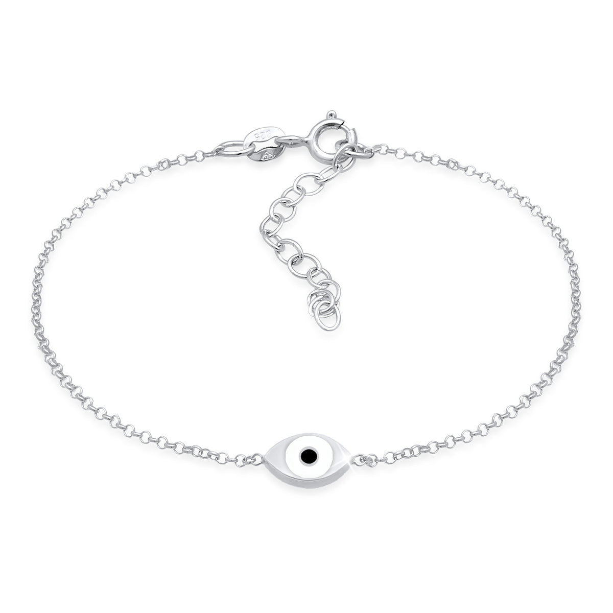 Schwarz - Elli | Armband Evil Eye | Emaille (Weiß) | 925er Sterling Silber