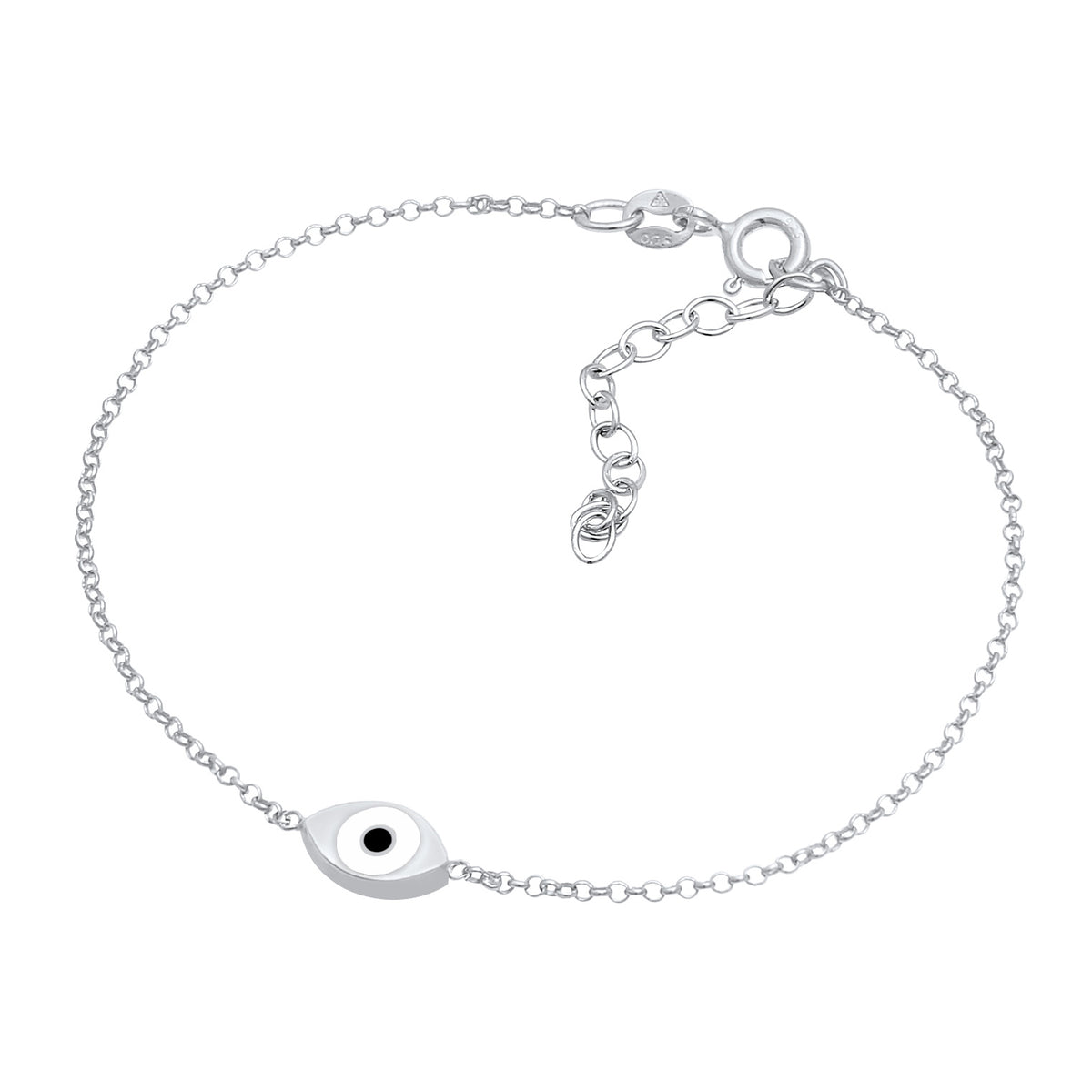 Schwarz - Elli | Armband Evil Eye | Emaille (Weiß) | 925er Sterling Silber