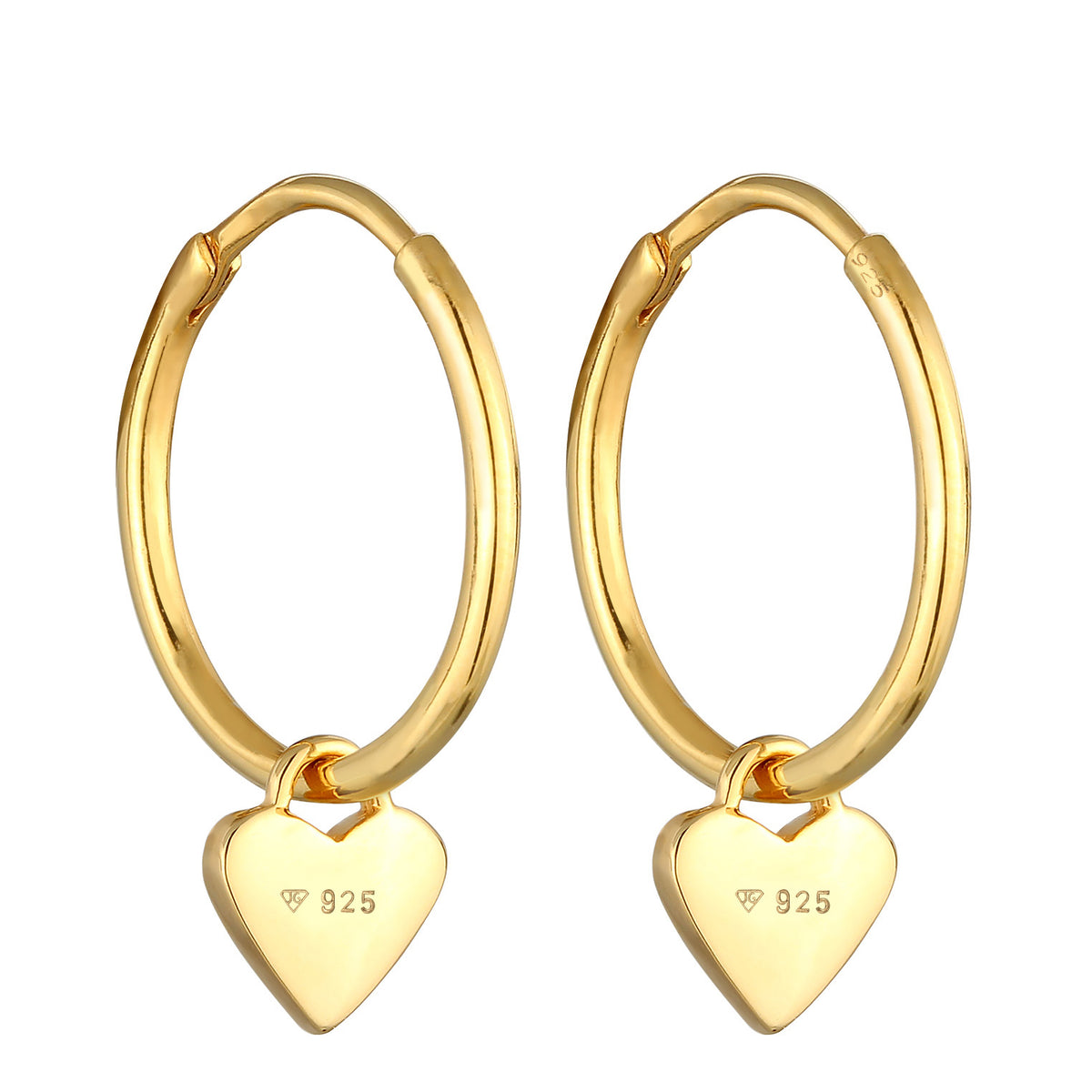 Hellviolett - Elli | Creolen Herz | Emaille (Lila) | 925er Sterling Silber Vergoldet