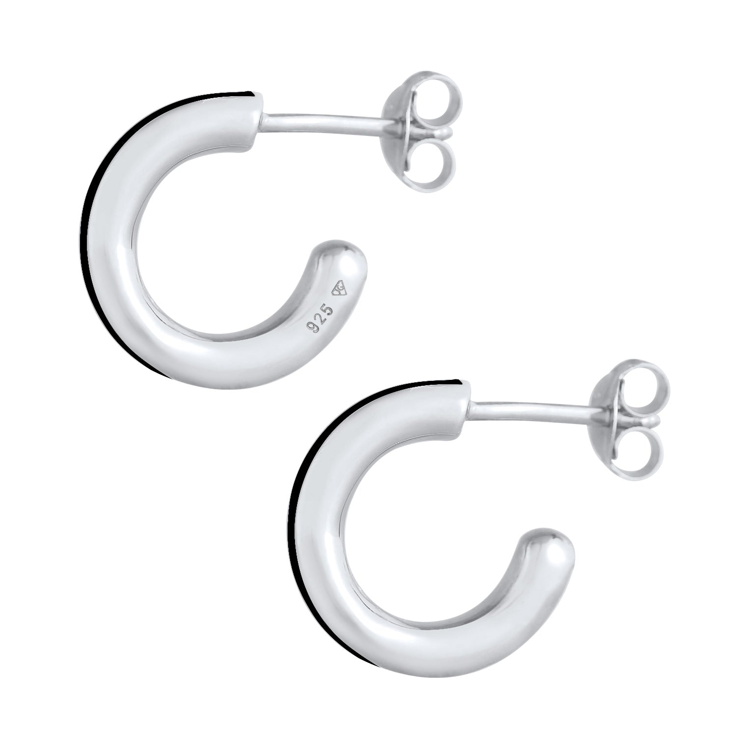 Silber - Elli | Creole | Emaille (Schwarz) | 925 Sterling Silber