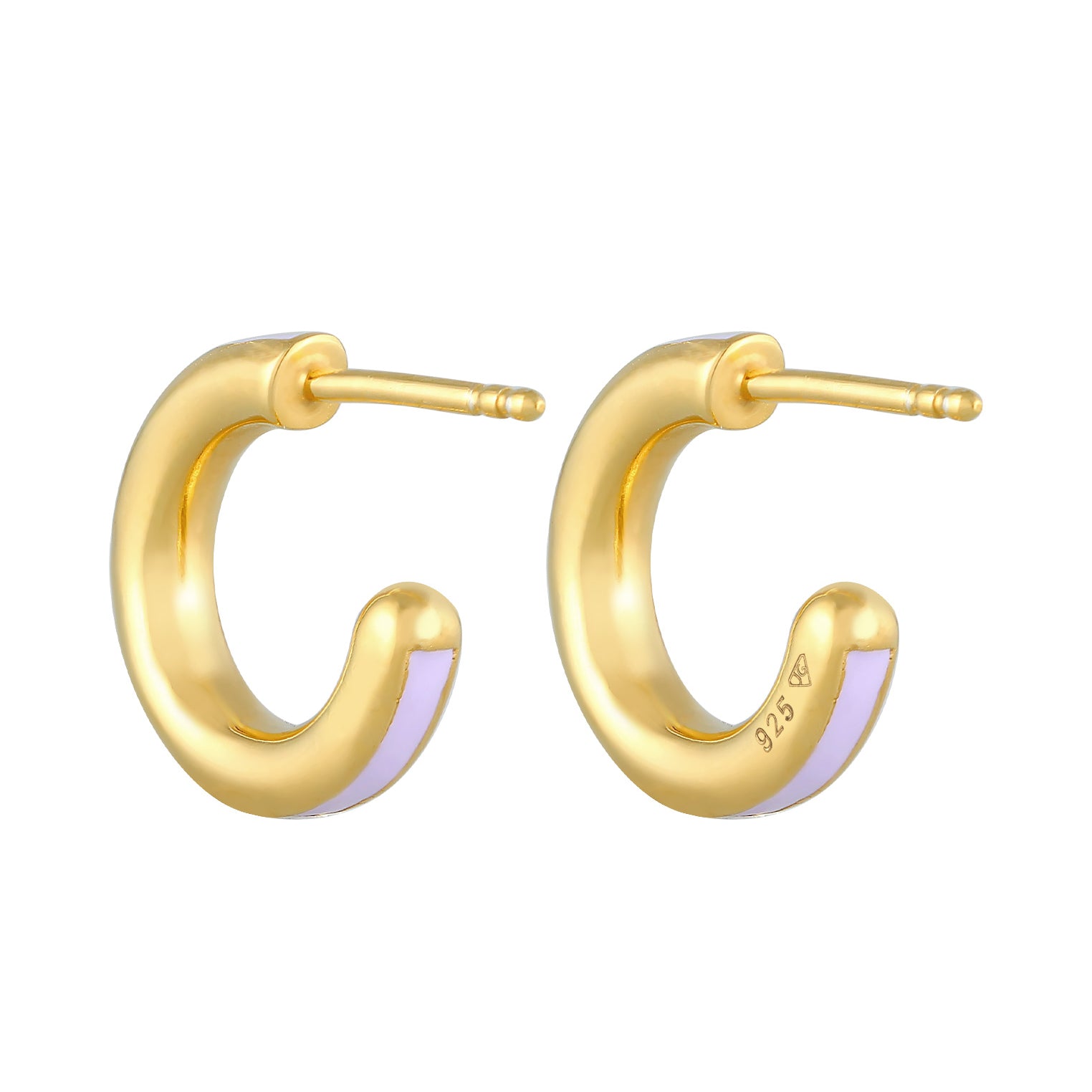 Lila - Elli | Creole | Emaille (Lila) | 925 Sterling Silber vergoldet