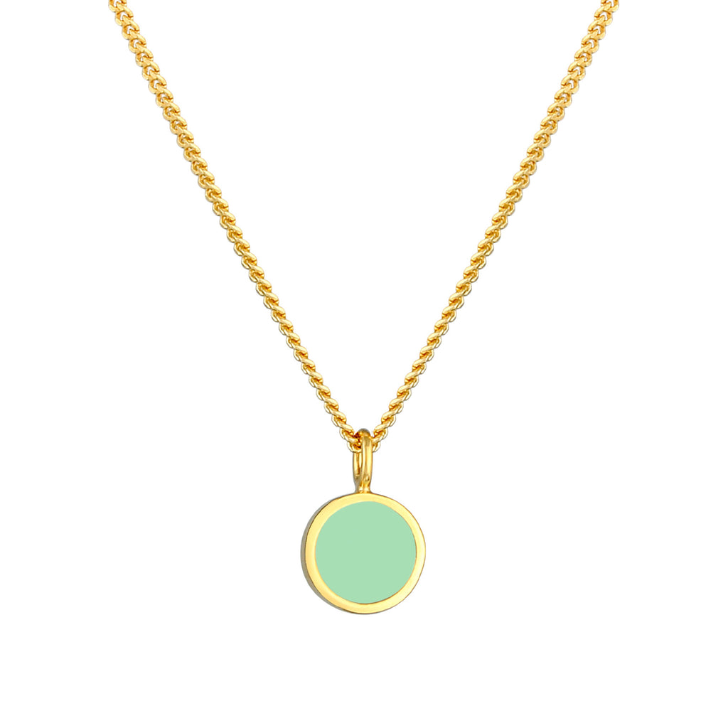 Gold - Elli | Halskette Plättchen | Emaille | 925er Sterling Silber Vergoldet