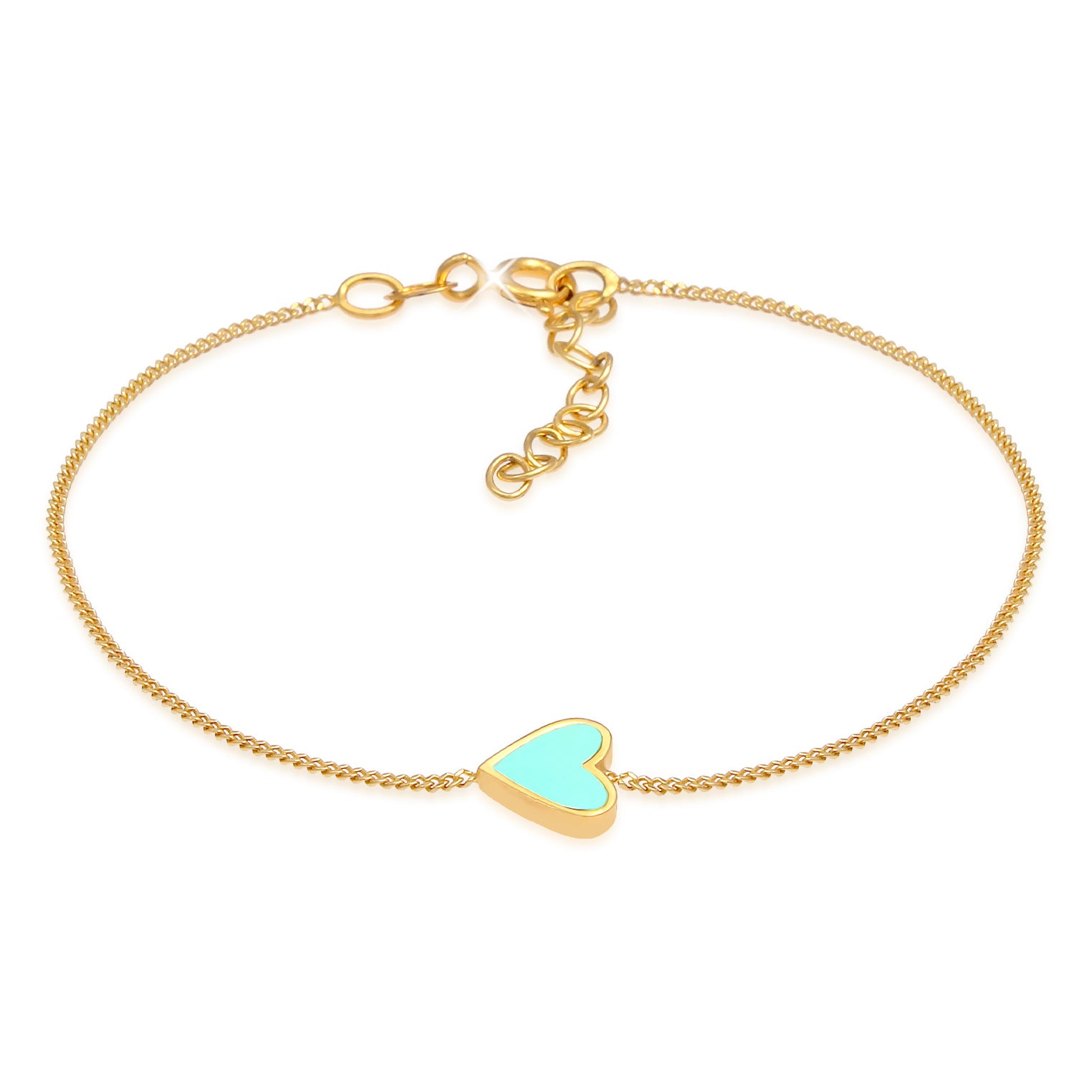 Hellgrün - Elli | Armband Herz | Emaille | 925er Sterling Silber Vergoldet