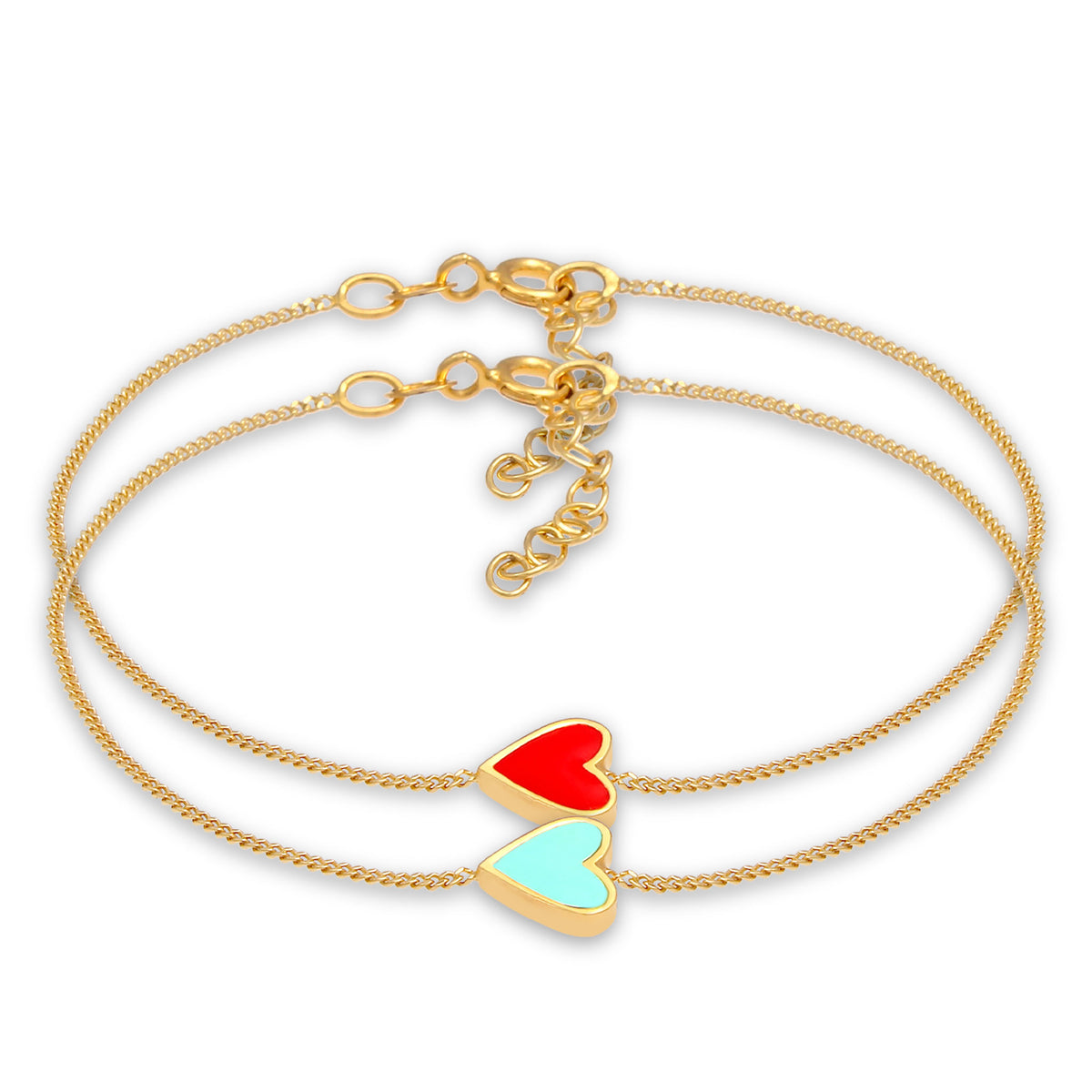 Enamel Heart Bracelet Jewelry Set