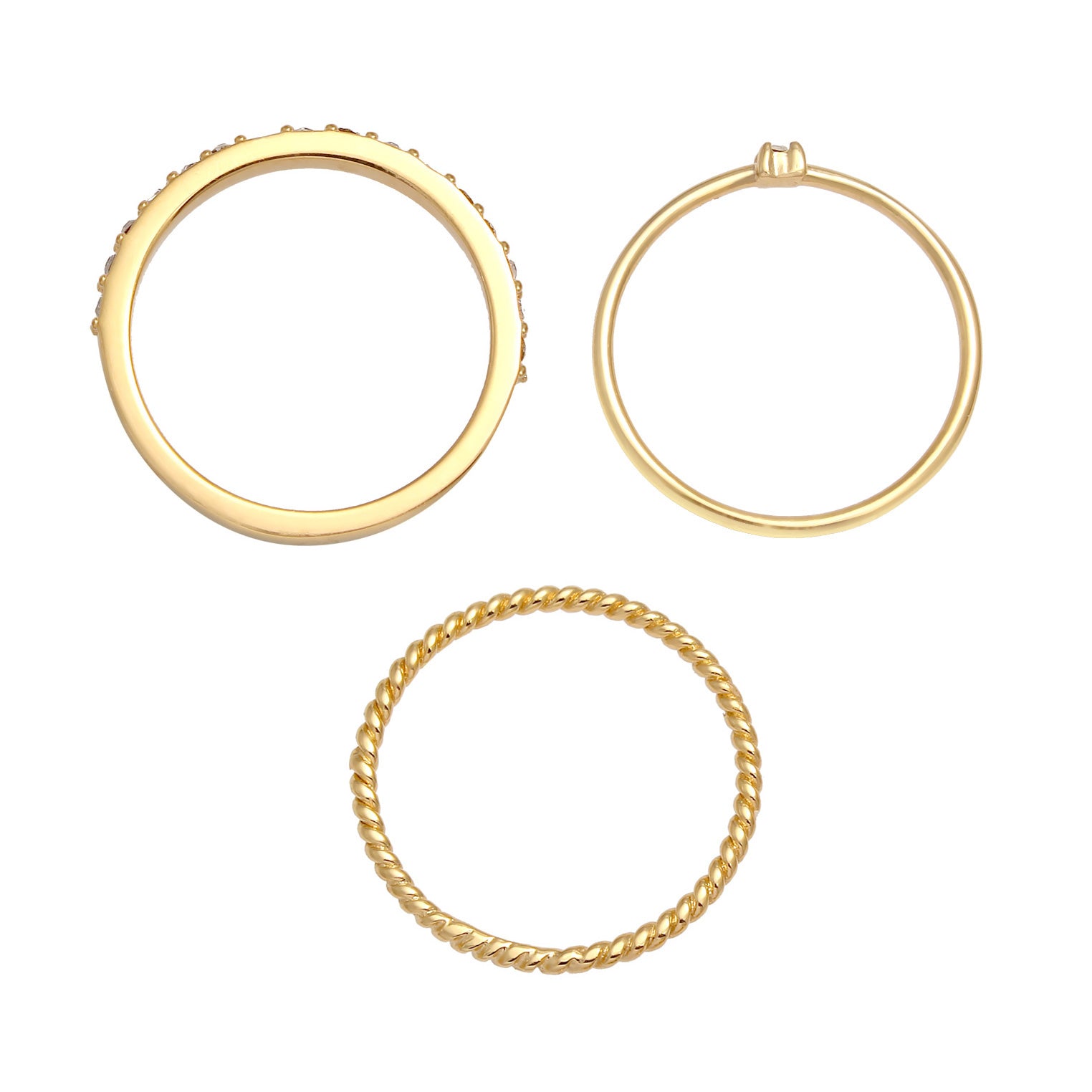 Gold - Elli | Ringset | Emaille, Kristall (weiß) | 925er Sterling Silber Vergoldet