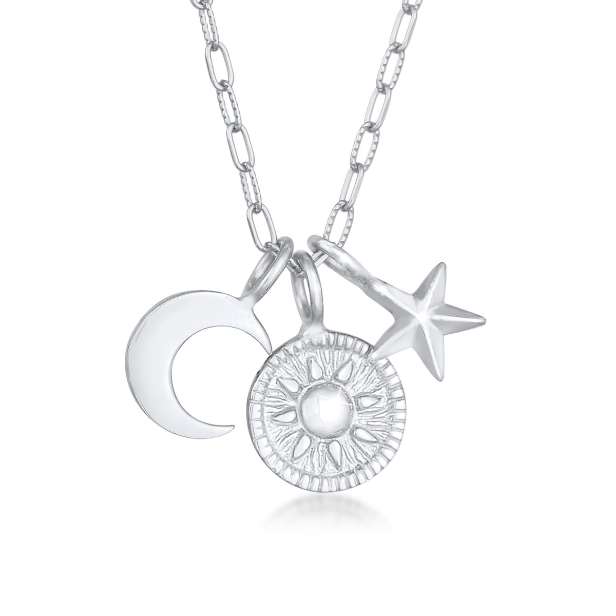 Silber - Elli | Halskette Sonne Mond Stern | 925er Sterling Silber