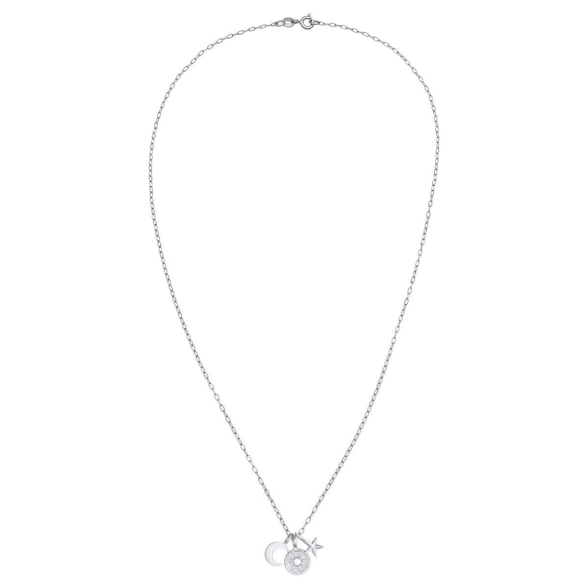 Silber - Elli | Halskette Sonne Mond Stern | 925er Sterling Silber