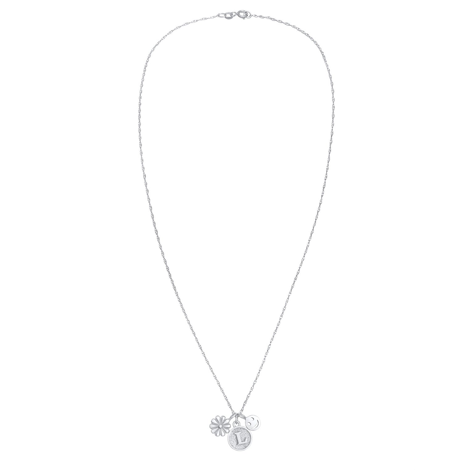 Silber - Elli | Halskette Blume Smiling Buchstabe | 925er Sterling Silber