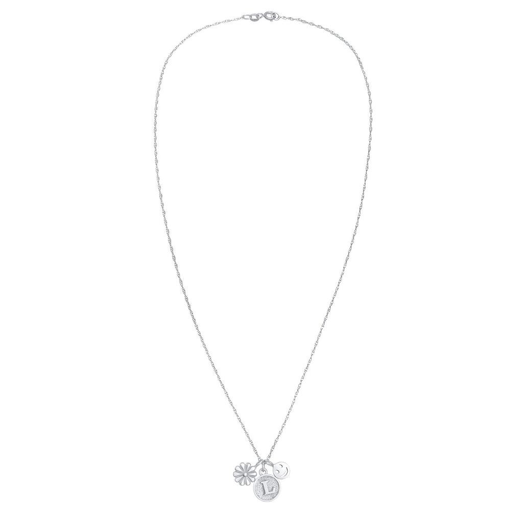 Silber - Elli | Halskette Blume Smiling Buchstabe | 925er Sterling Silber