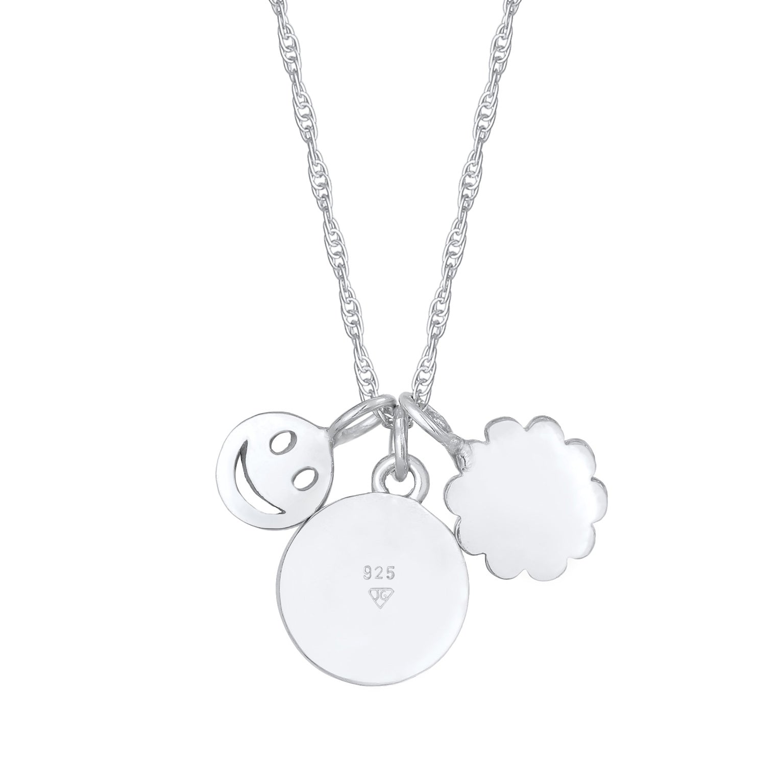 Silber - Elli | Halskette Blume Smiling Buchstabe | 925er Sterling Silber