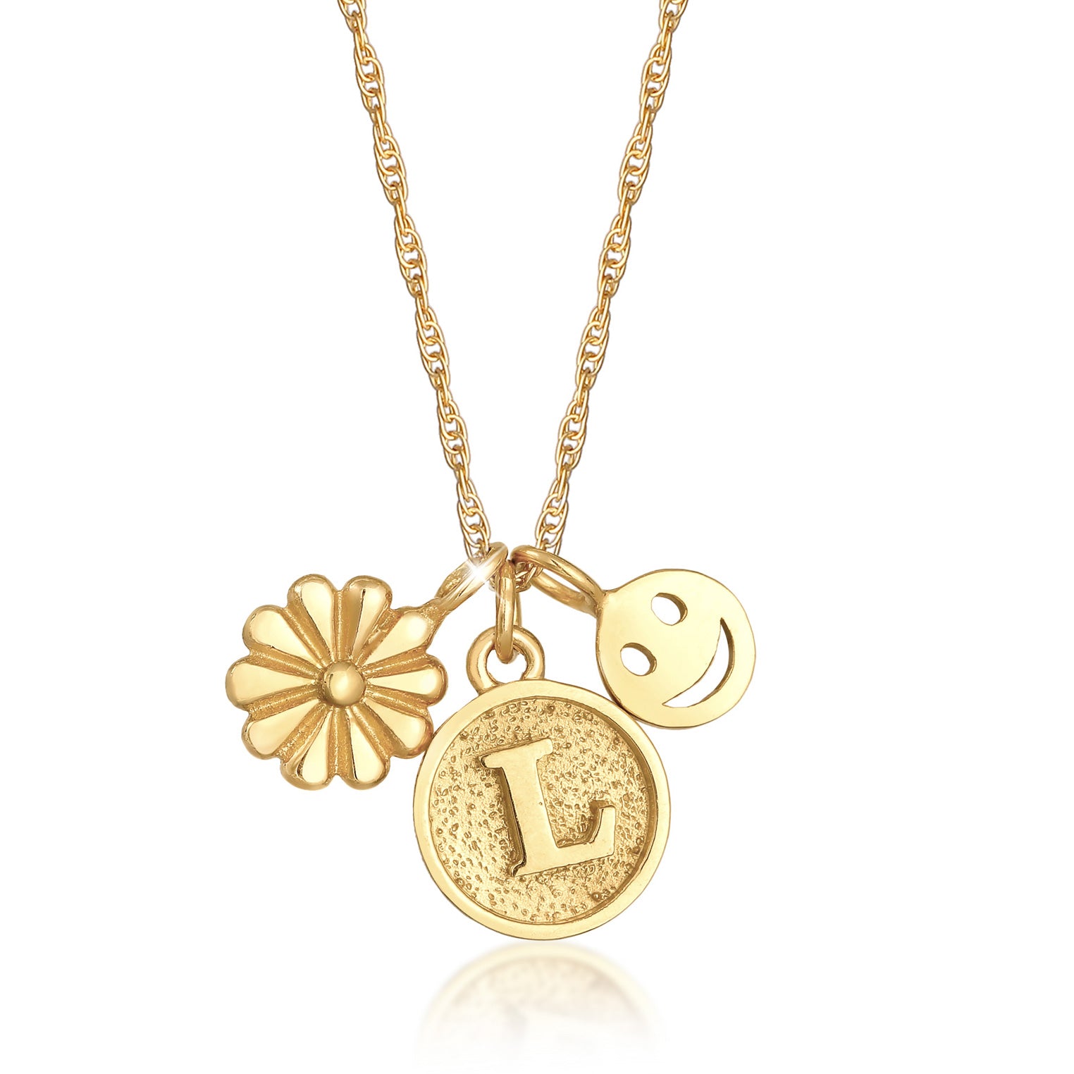 Gold - Elli | Halskette Smiling Blume  Buchstabe | 925er Sterling Silber