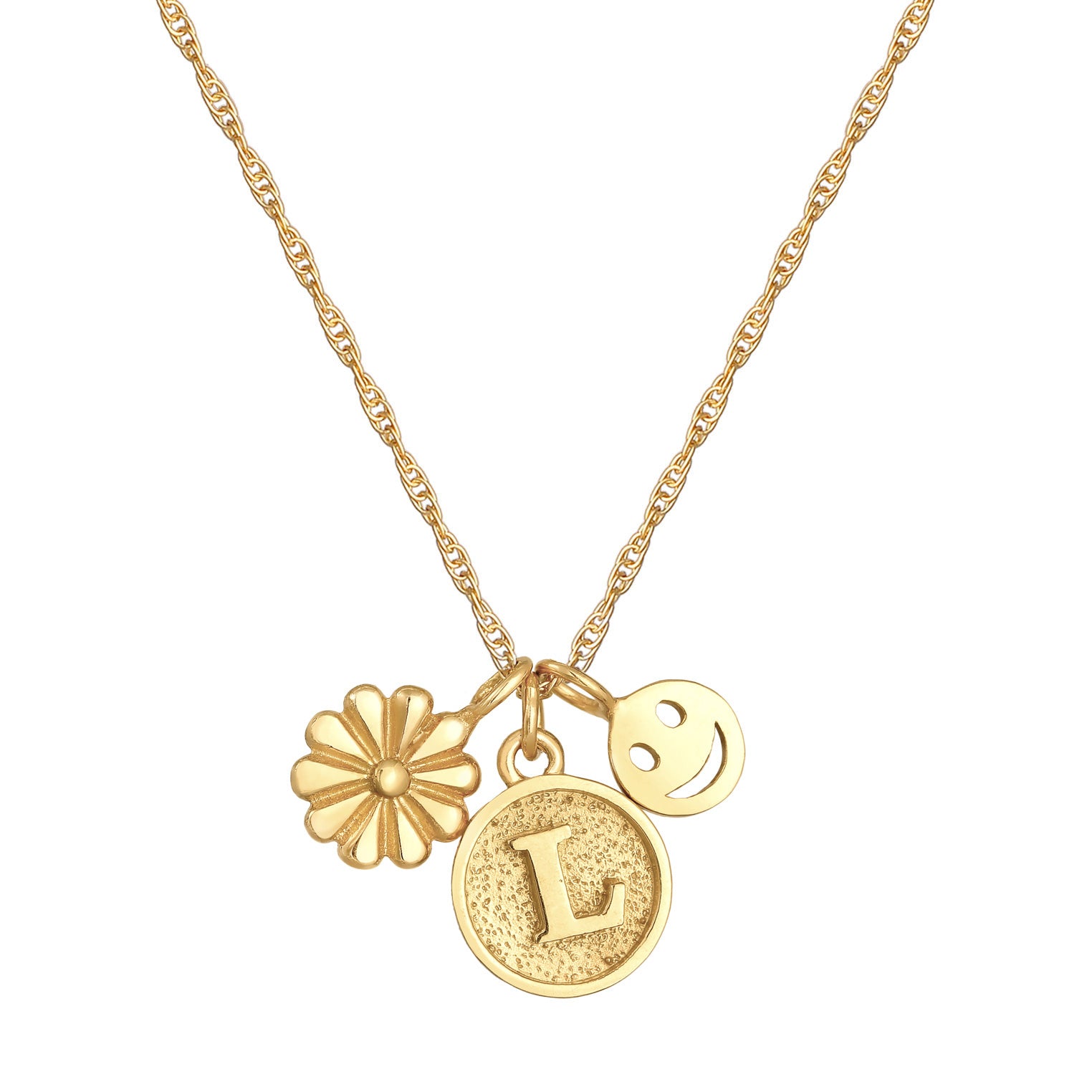 Gold - Elli | Halskette Smiling Blume  Buchstabe | 925er Sterling Silber