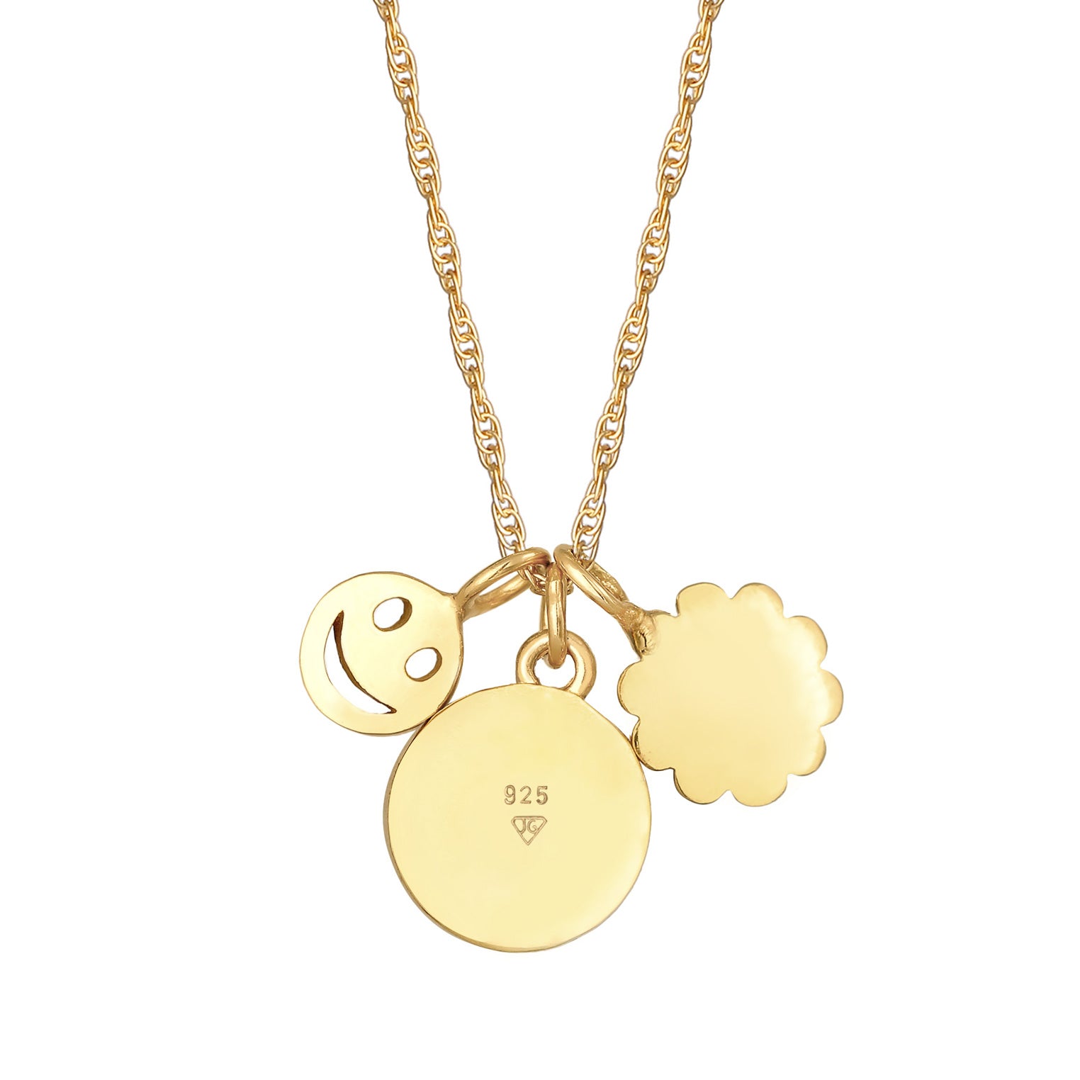 Gold - Elli | Halskette Smiling Blume  Buchstabe | 925er Sterling Silber