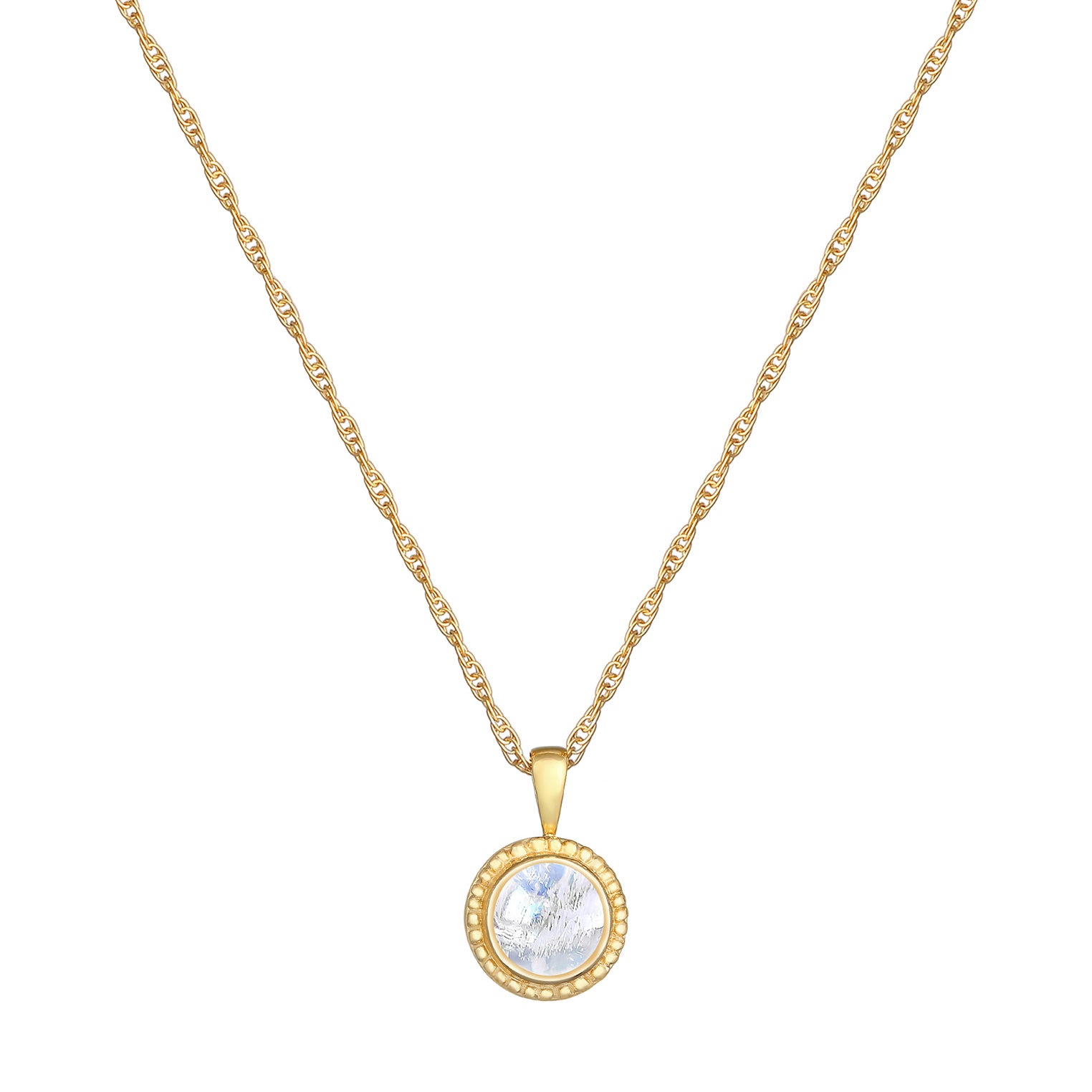 Gold - Nenalina | Halskette | Mondstein (weiß) | 925er Sterling Silber Vergoldet