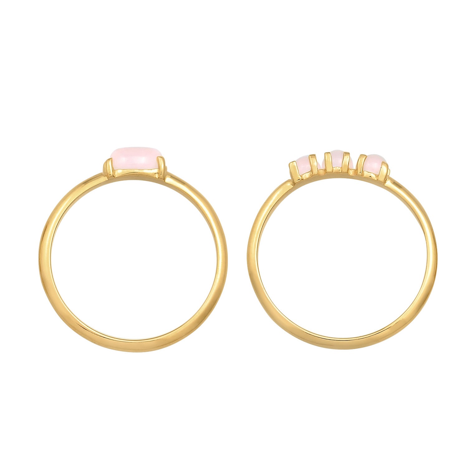 Gold - Elli | Stapelring 2er Set | Opal Pink | 925er Sterling Silber Vergoldet