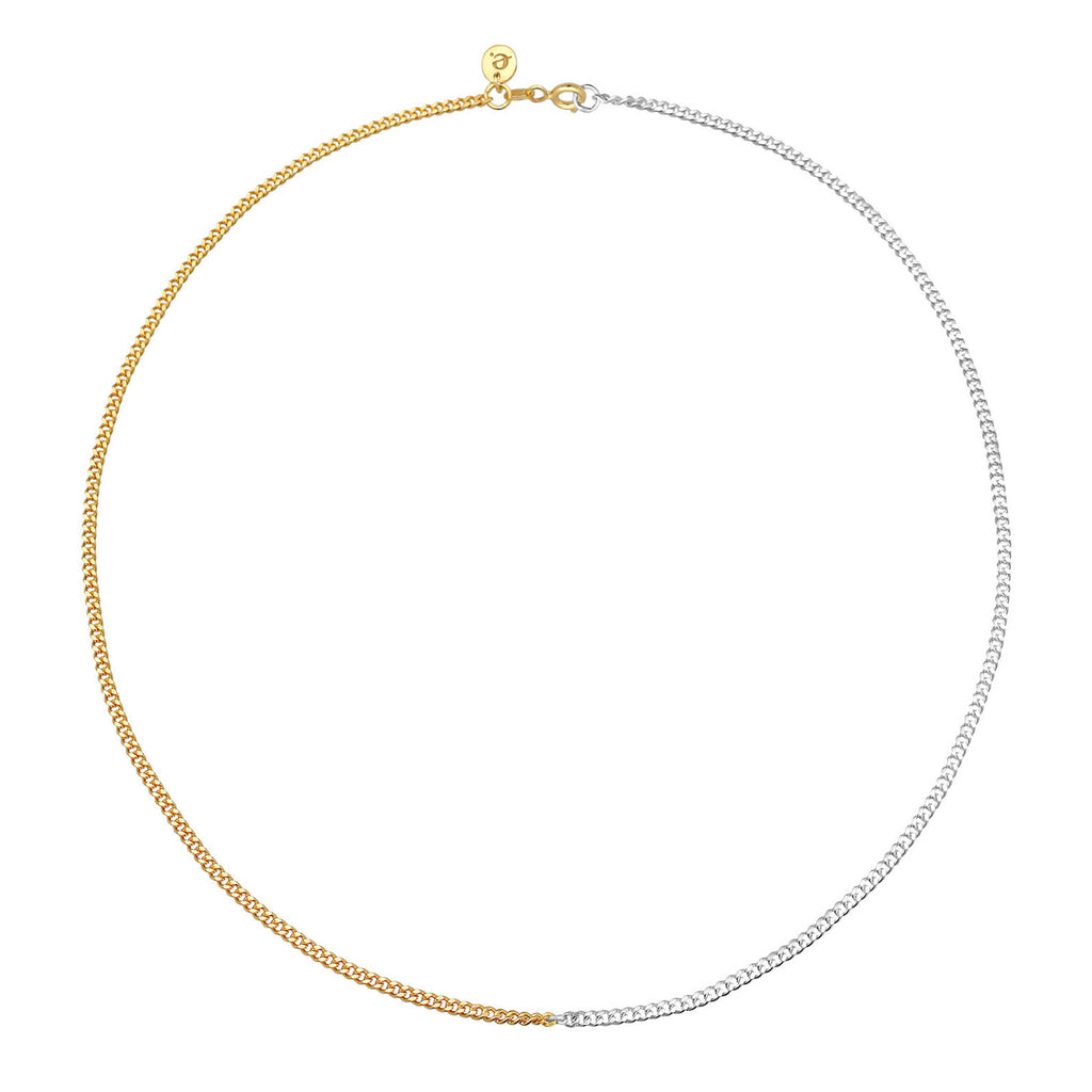 Bunt - Elli | Halskette Panzer Chain Bi-Color | 925er Sterling Silber Vergoldet