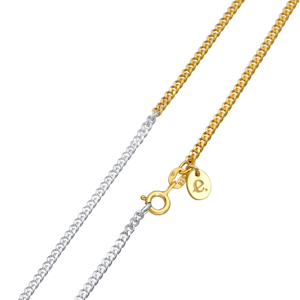 Bunt - Elli | Halskette Panzer Chain Bi-Color | 925er Sterling Silber Vergoldet