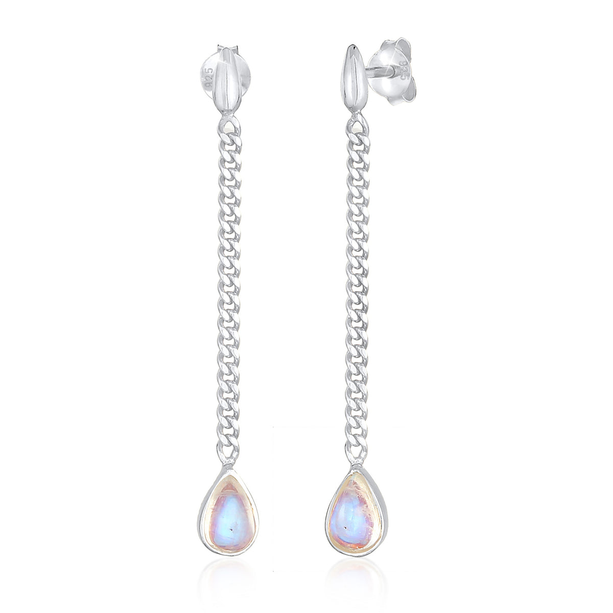 Silber - Elli PREMIUM | Ohrhänger Tropfen | Mondstein (Weiß) | 925er Sterling Silber