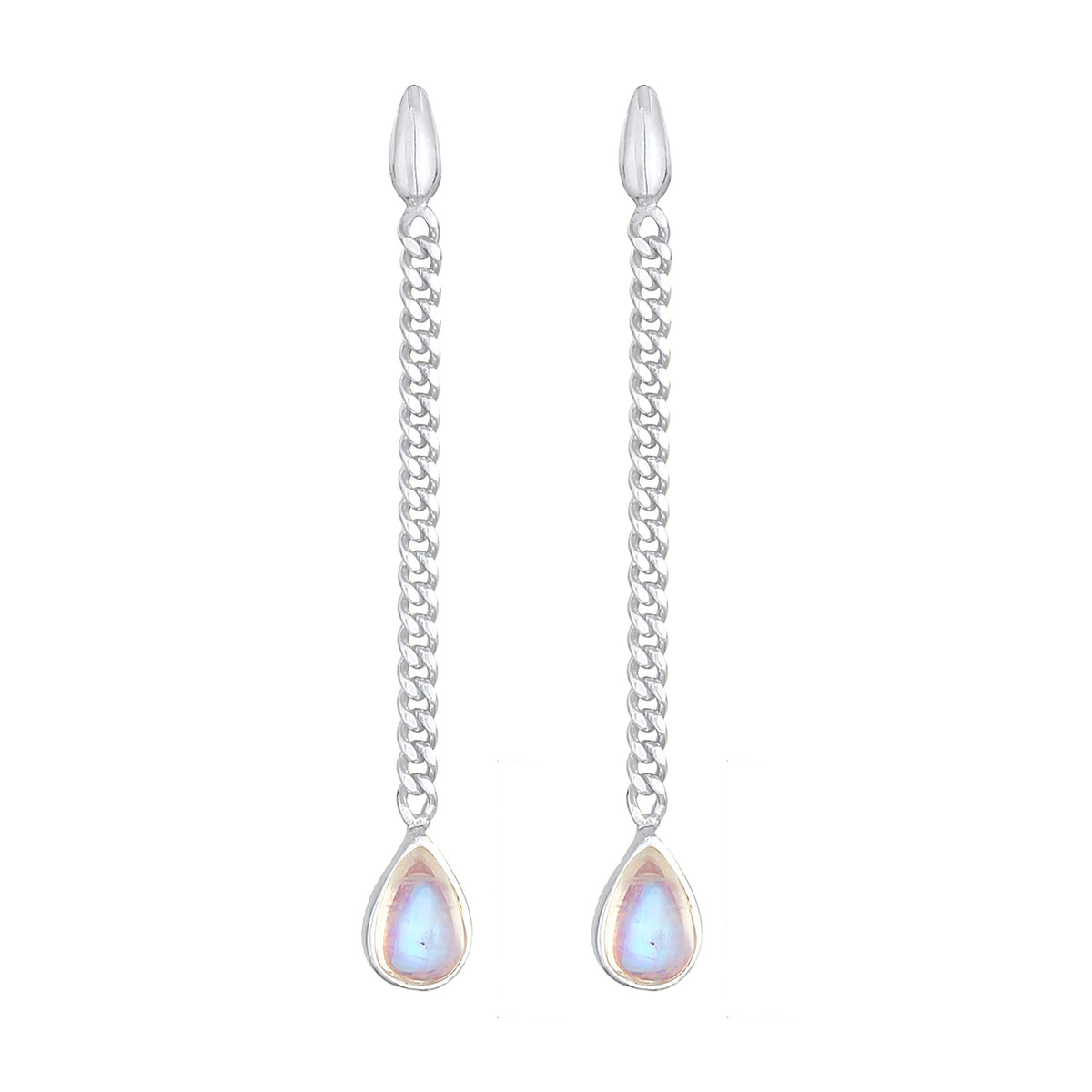 Silber - Elli PREMIUM | Ohrhänger Tropfen | Mondstein (Weiß) | 925er Sterling Silber