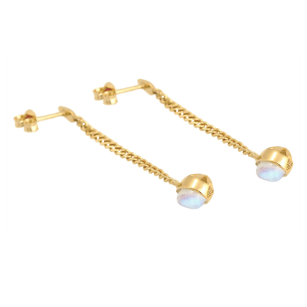 Gold - Elli PREMIUM | Ohrhänger Tropfen | Mondstein (Weiß) | 925er Sterling Silber