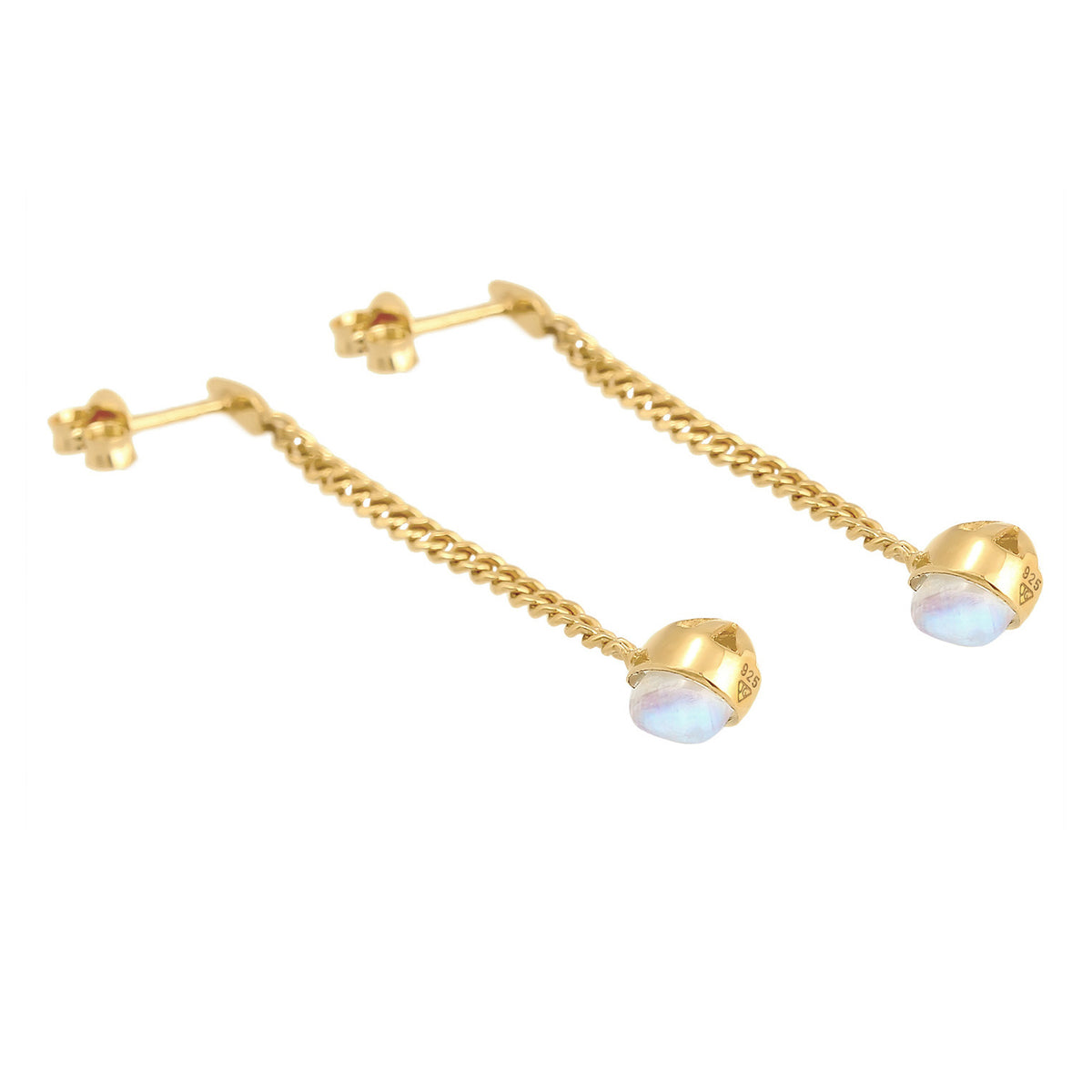 Gold - Elli PREMIUM | Ohrhänger Tropfen | Mondstein (Weiß) | 925er Sterling Silber
