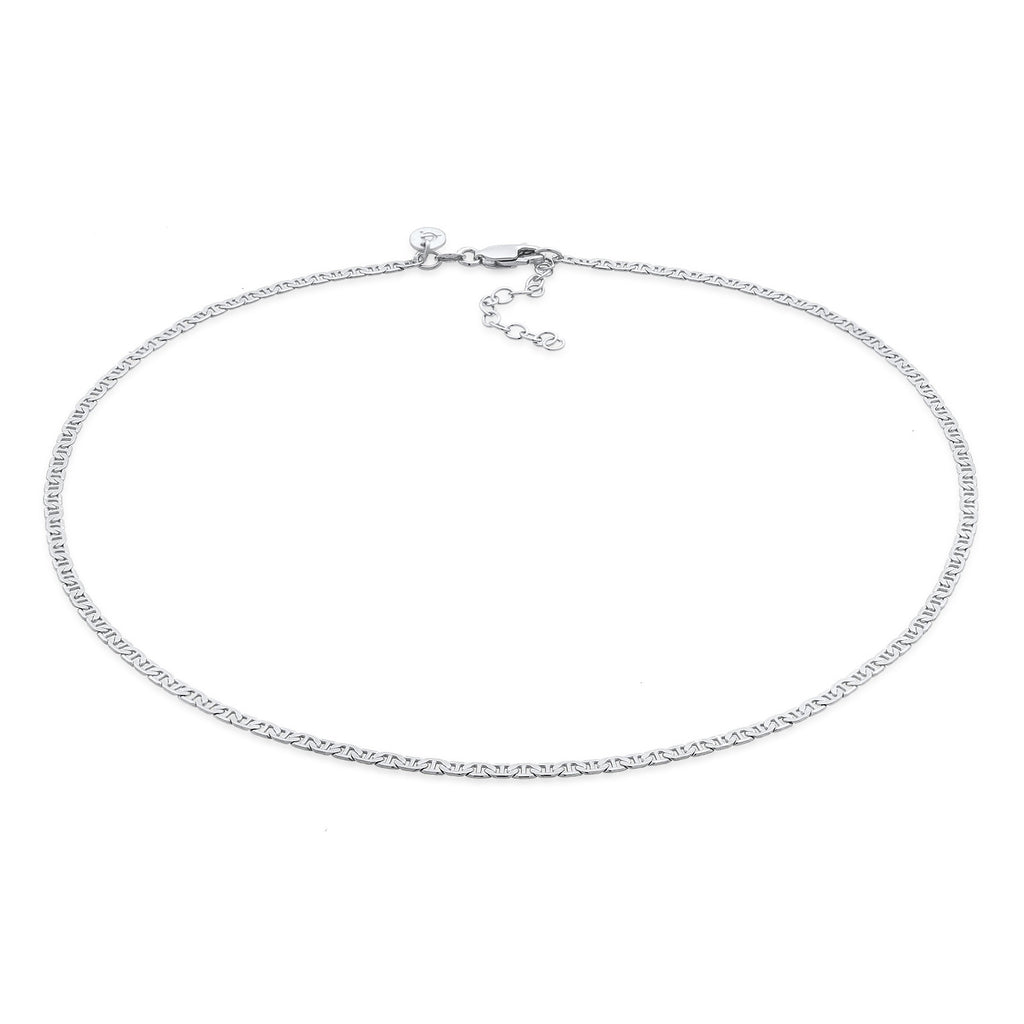 Silber - Elli PREMIUM | Choker Stäbchen-Panzerkette | 925er Sterling Silber