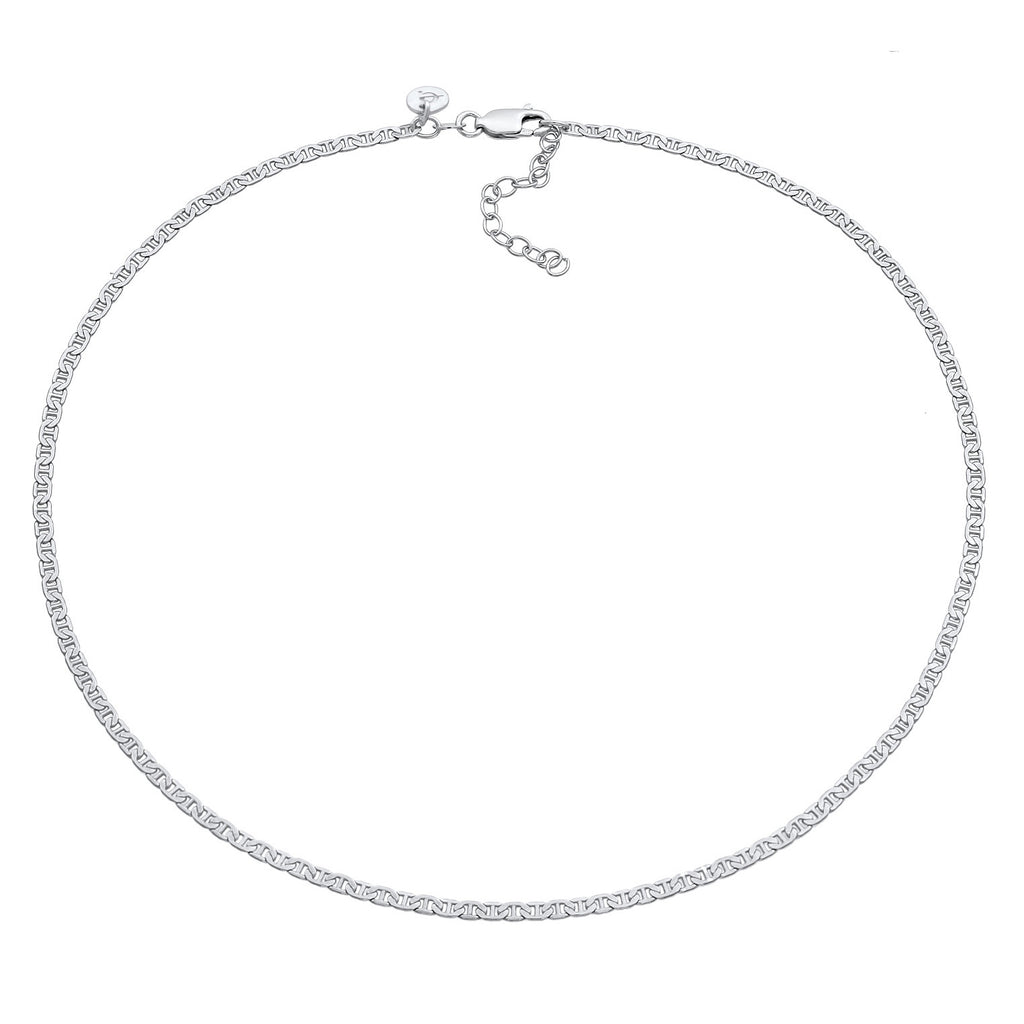 Silber - Elli PREMIUM | Choker Stäbchen-Panzerkette | 925er Sterling Silber