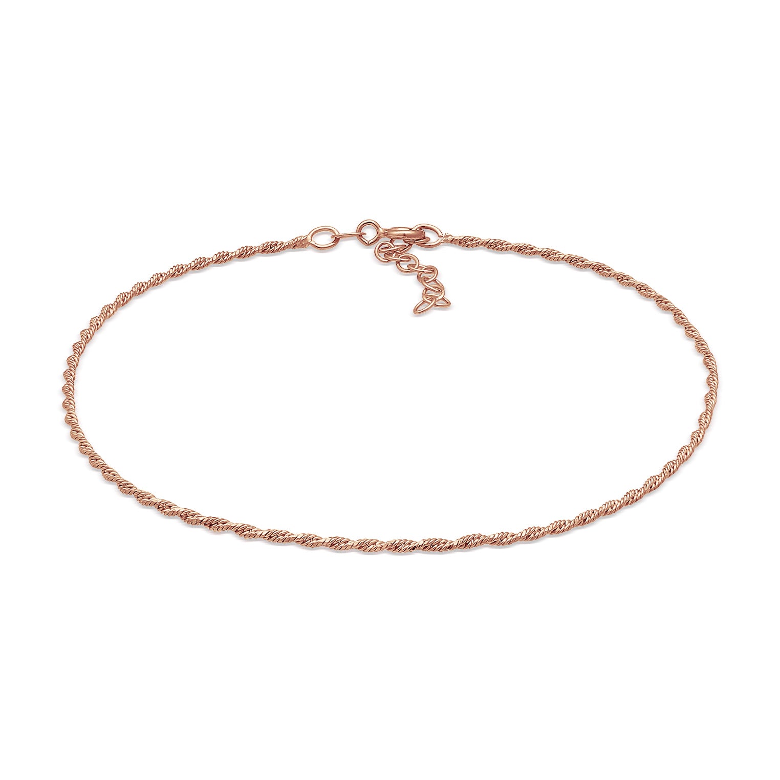 Roségold - Elli | Kordel-Fußkettchen | 925 Sterling Silber Rosévergoldet
