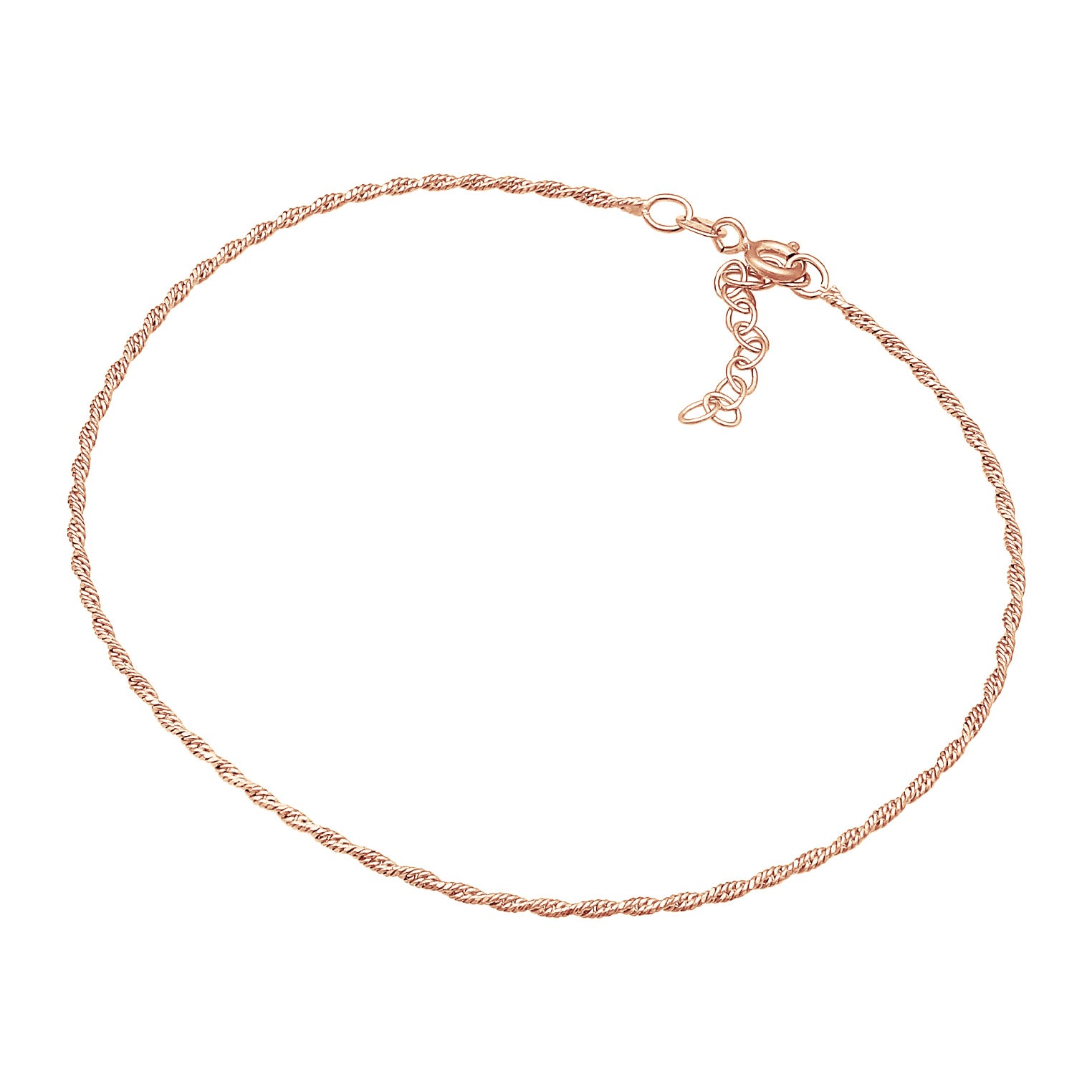 Roségold - Elli | Kordel-Fußkettchen | 925 Sterling Silber Rosévergoldet