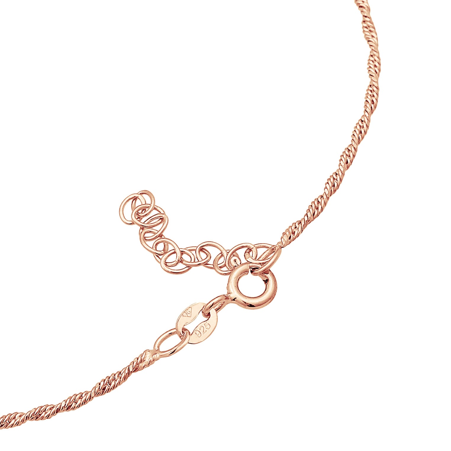 Roségold - Elli | Kordel-Fußkettchen | 925 Sterling Silber Rosévergoldet