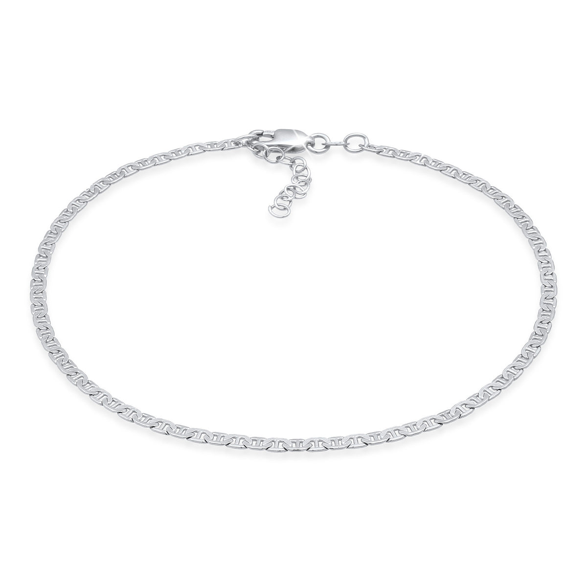Silber - Elli | Fußkettchen Stäbchen-Panzerkette | 925er Sterling Silber