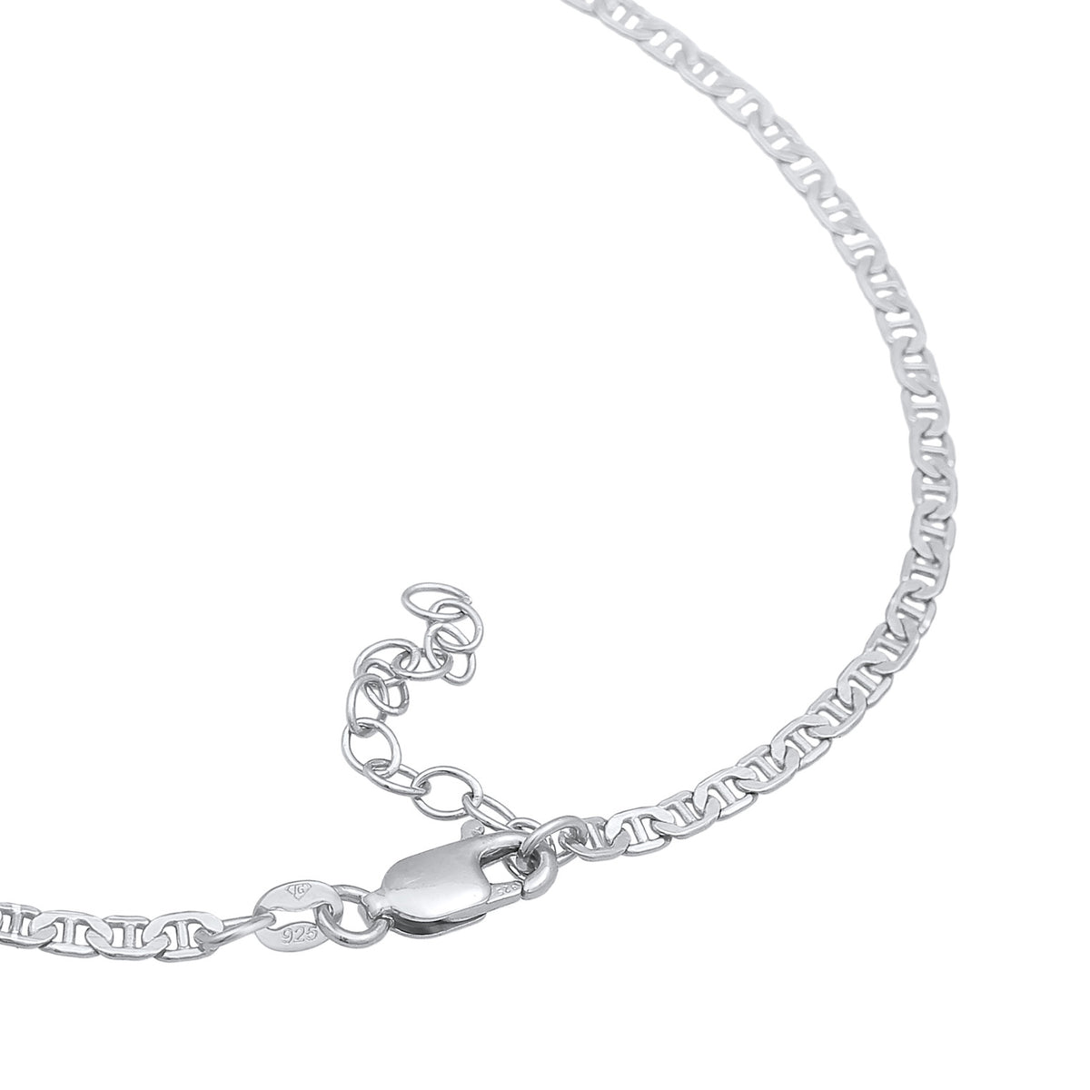 Silber - Elli | Fußkettchen Stäbchen-Panzerkette | 925er Sterling Silber