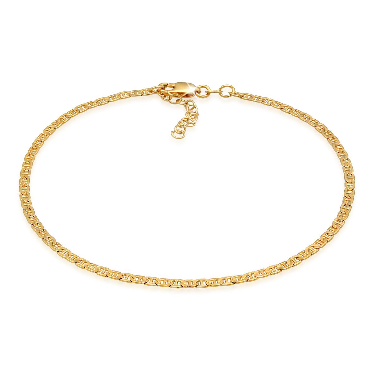 Gold - Elli | Fußkettchen Stäbchen-Panzerkette | 925er Sterling Silber