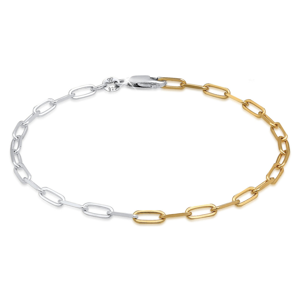 Bunt - Elli | Gliederarmband Bicolor | 925er Sterling Silber Vergoldet