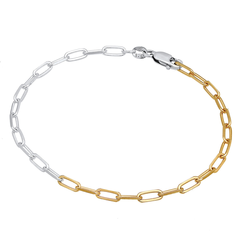 Bunt - Elli | Gliederarmband Bicolor | 925er Sterling Silber Vergoldet