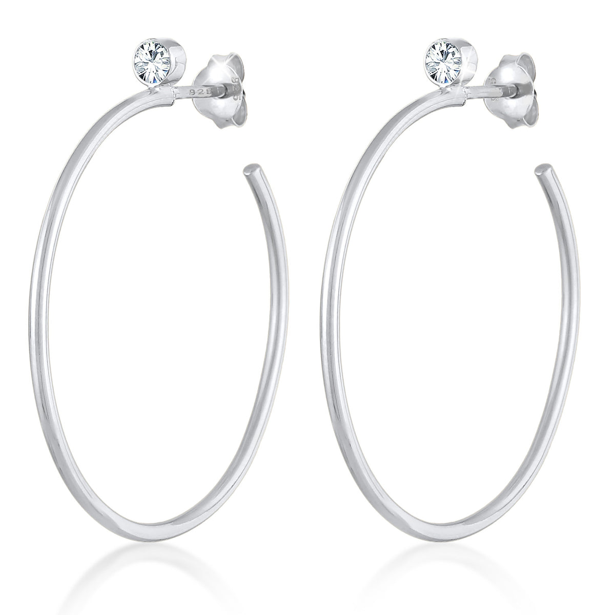 Silber - Elli PREMIUM | Creolen Stecker | Mit Kristallen von Swarovski® (weiß) | 925er Sterling Silber
