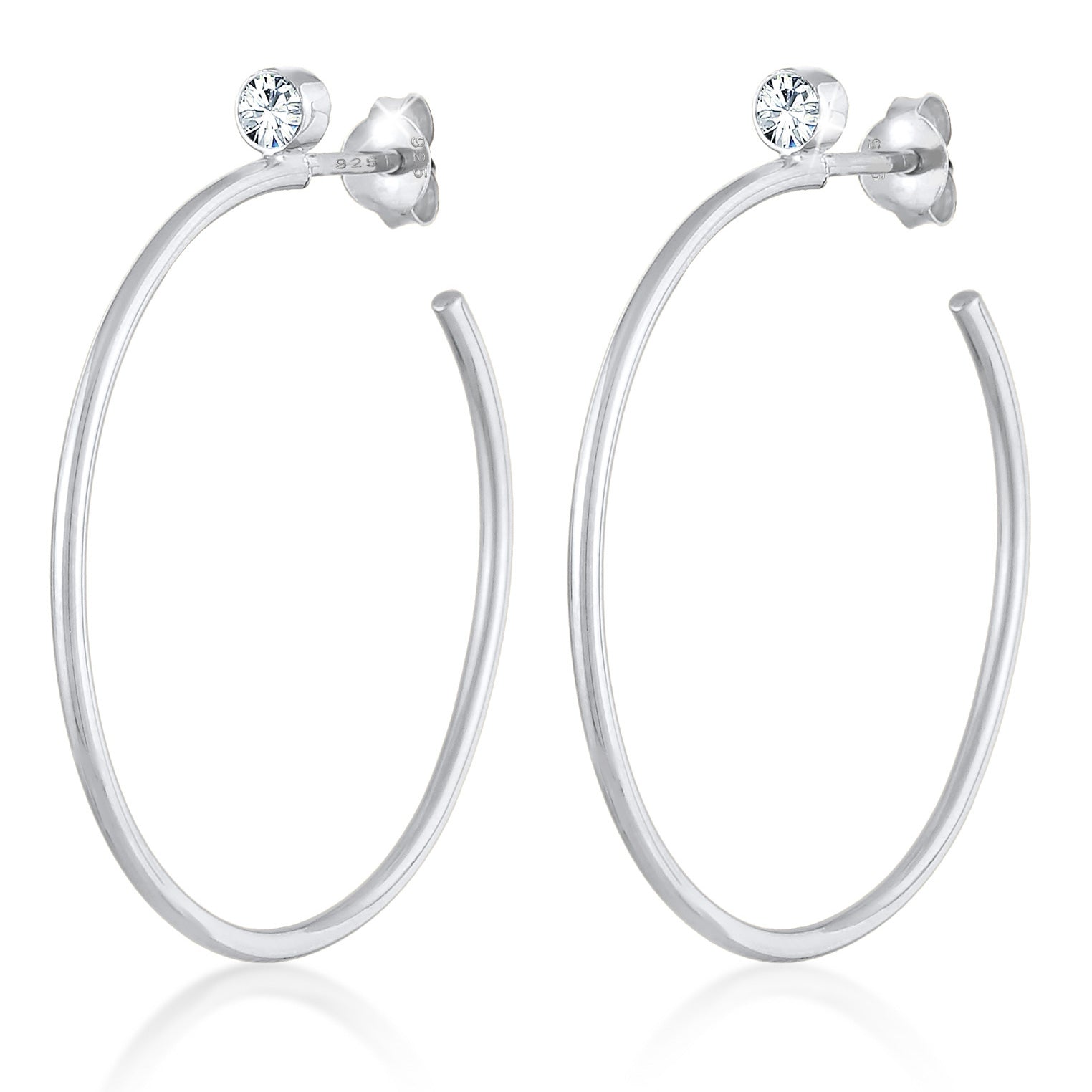 Silber - Elli PREMIUM | Creolen Stecker | Kristalle (weiß) | 925er Sterling Silber