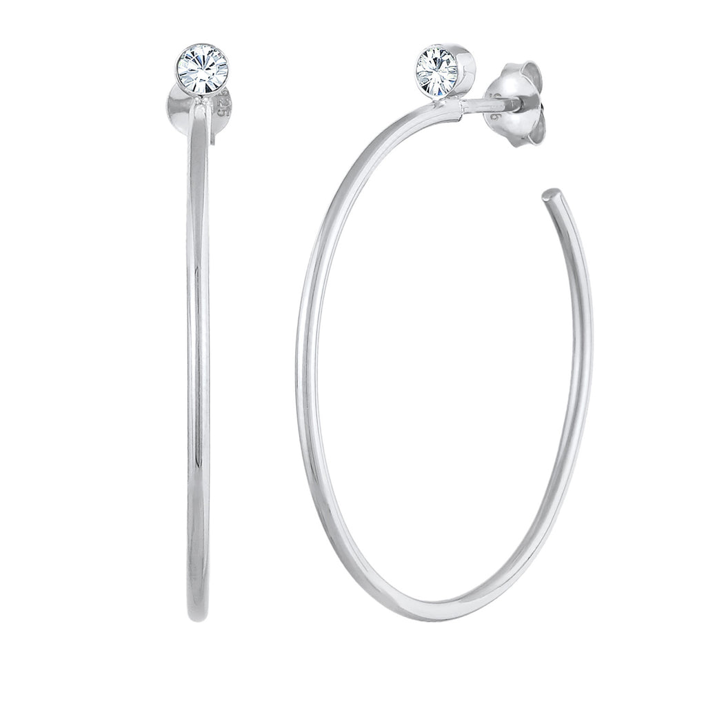 Silber - Elli PREMIUM | Creolen Stecker | Mit Kristallen von Swarovski® (weiß) | 925er Sterling Silber