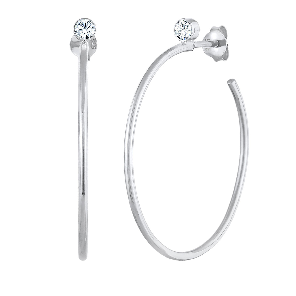 Silber - Elli PREMIUM | Creolen Stecker | Mit Kristallen von Swarovski® (weiß) | 925er Sterling Silber