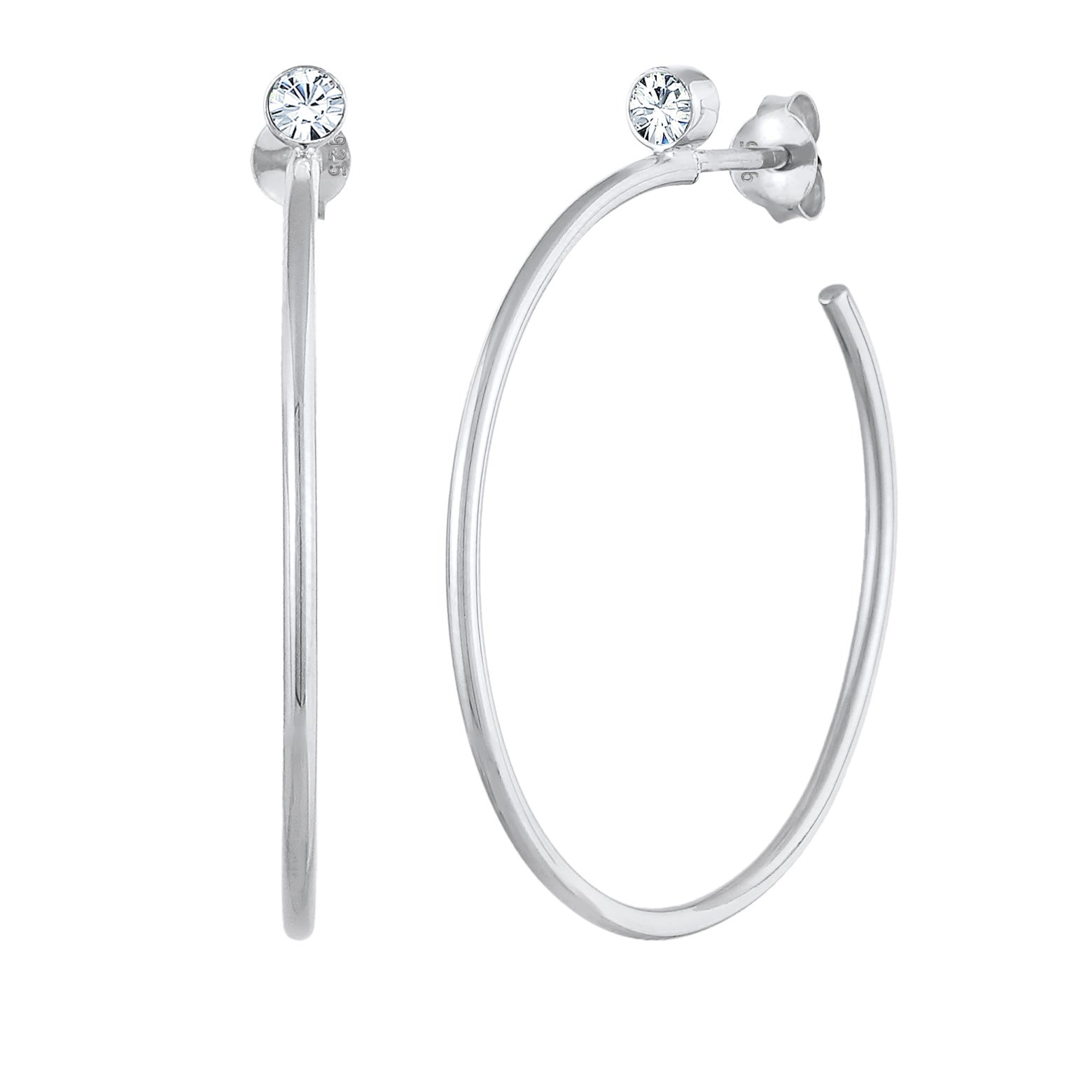 Silber - Elli PREMIUM | Creolen Stecker | Kristalle (weiß) | 925er Sterling Silber