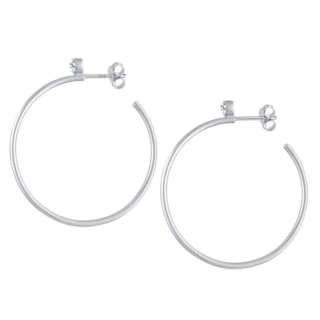 Silber - Elli PREMIUM | Creolen Stecker | Mit Kristallen von Swarovski® (weiß) | 925er Sterling Silber