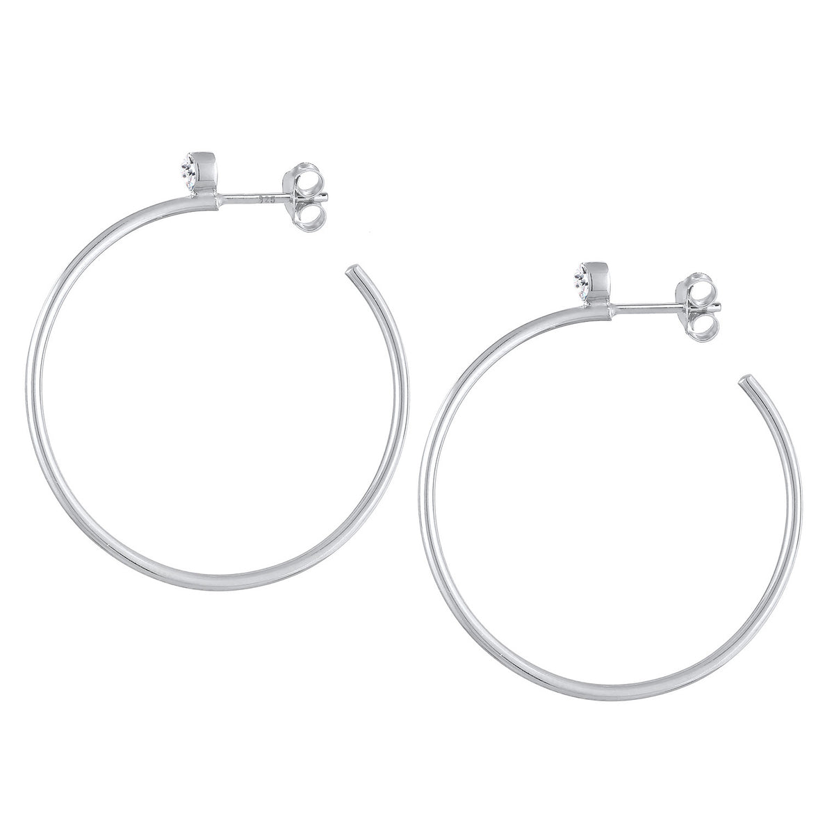 Silber - Elli PREMIUM | Creolen Stecker | Mit Kristallen von Swarovski® (weiß) | 925er Sterling Silber