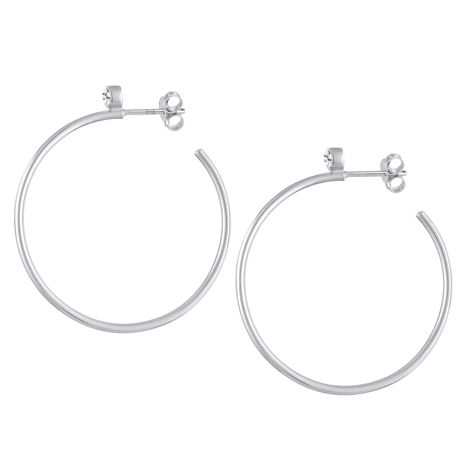 Silber - Elli PREMIUM | Creolen Stecker | Kristalle (weiß) | 925er Sterling Silber